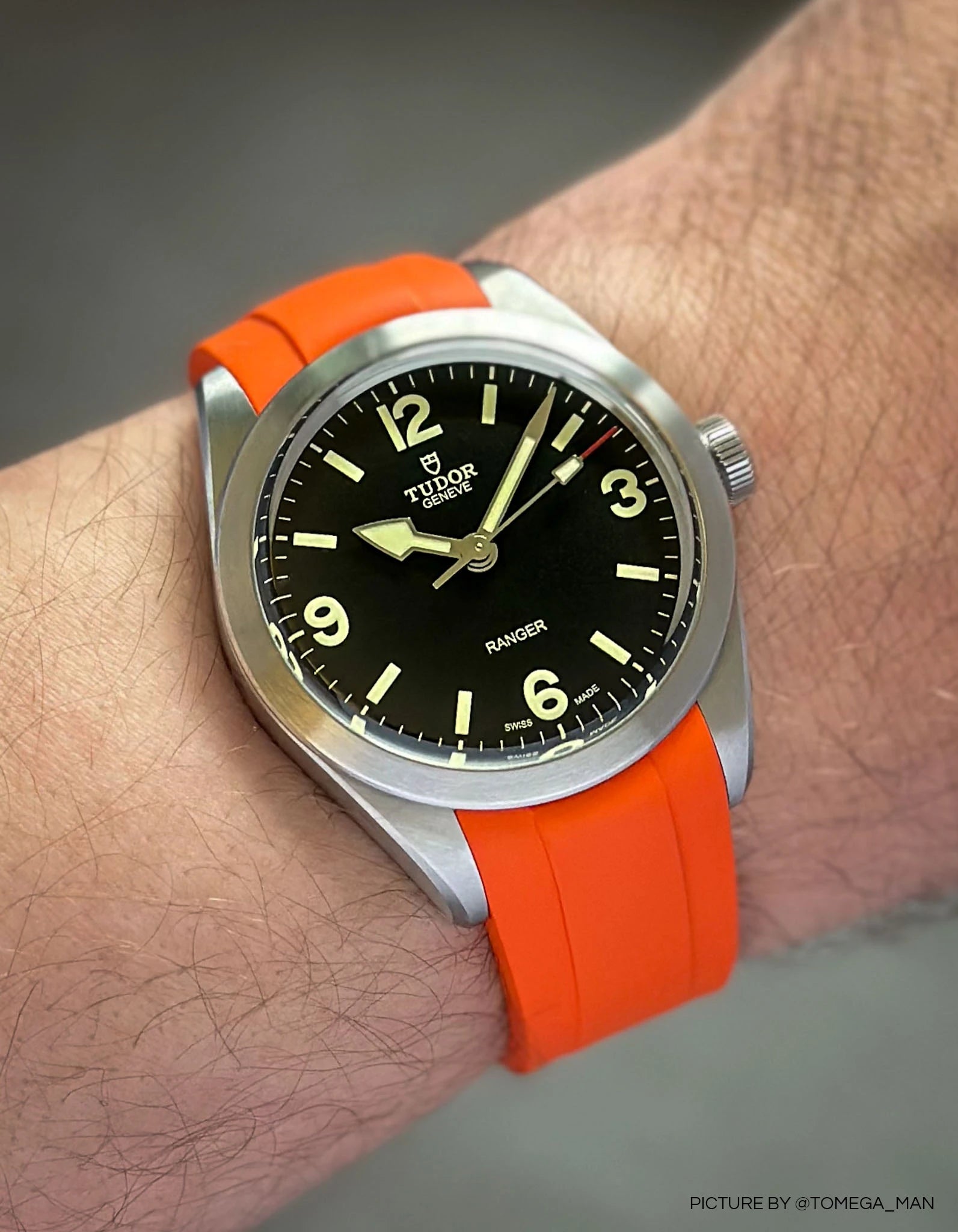 Tudor Ranger 39mm Rubber Watch Band Replacement - Durable & Comfortable Strap for Outdoor Adventures & Water Sports