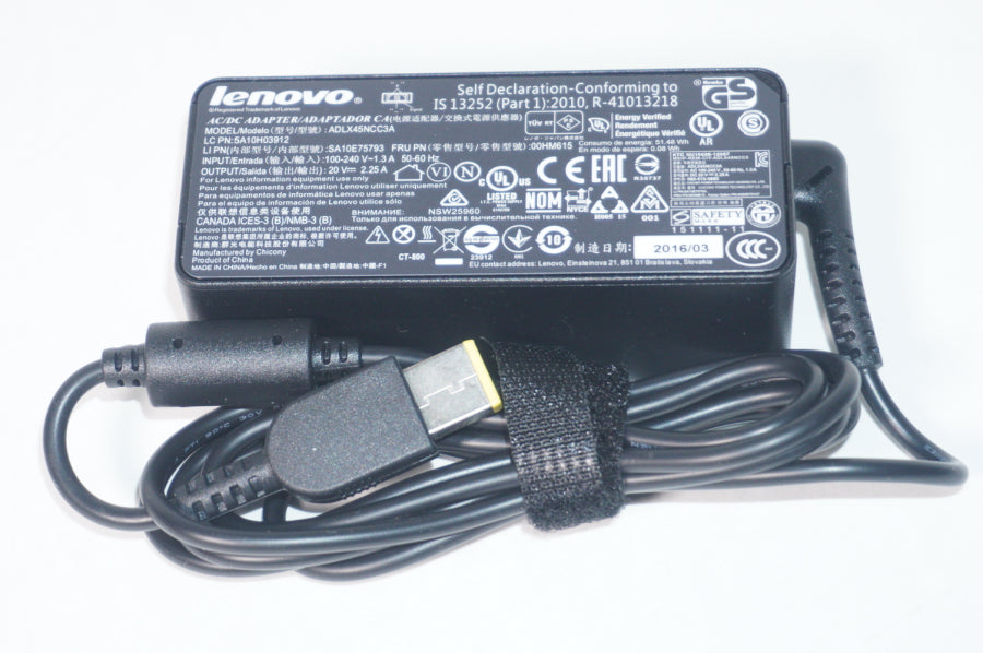 Original Lenovo 45W 20V 2.25A AC Power Adapter Charger for 00HM615 Laptop - Compatible with ThinkPad, Yoga & IdeaPad Series (Perfect for Home, Office & Travel Use)
