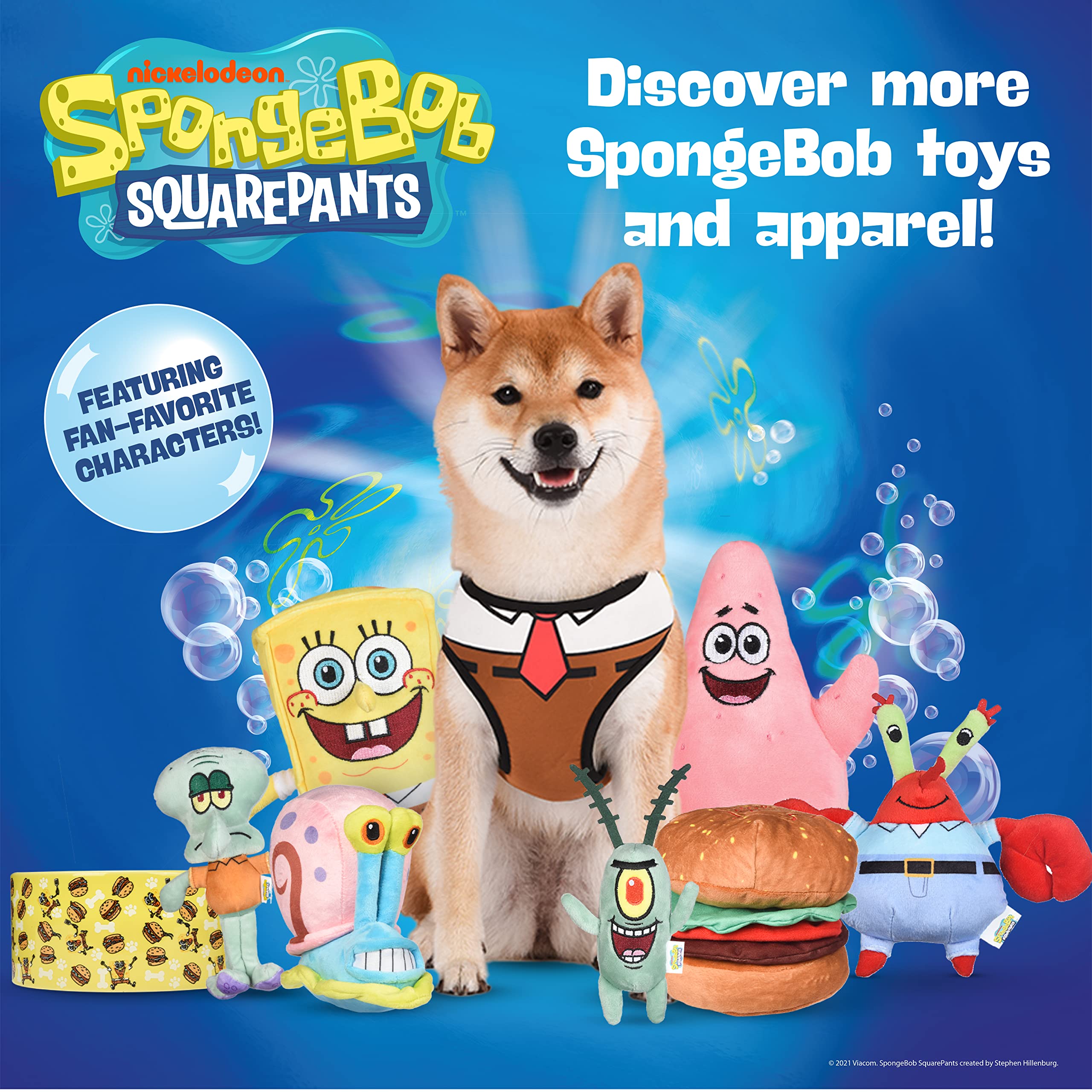 SpongeBob SquarePants Krabby Patty Crinkle Plush Dog Toy with Squeaker - 7 Inch Soft Interactive Puppy Chew Toy for Small & Medium Dogs - Perfect for Playtime, Training Rewards & SpongeBob Fans Gift