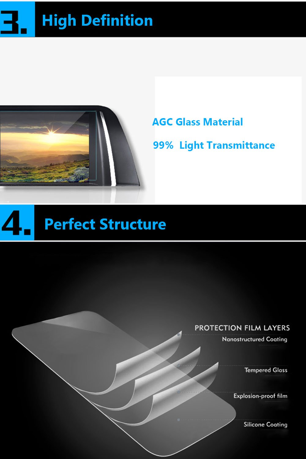 TTCR-II 8 Inch HD Clear Anti-Scratch Navigation Screen Protector for Mercedes-Benz CLA (2017-2019), G Class (2017-2018), GLA (2018-2020), GLS (2017-2019), GLE (2016-2019) - Perfect for Touchscreen Protection & Driving Comfort
