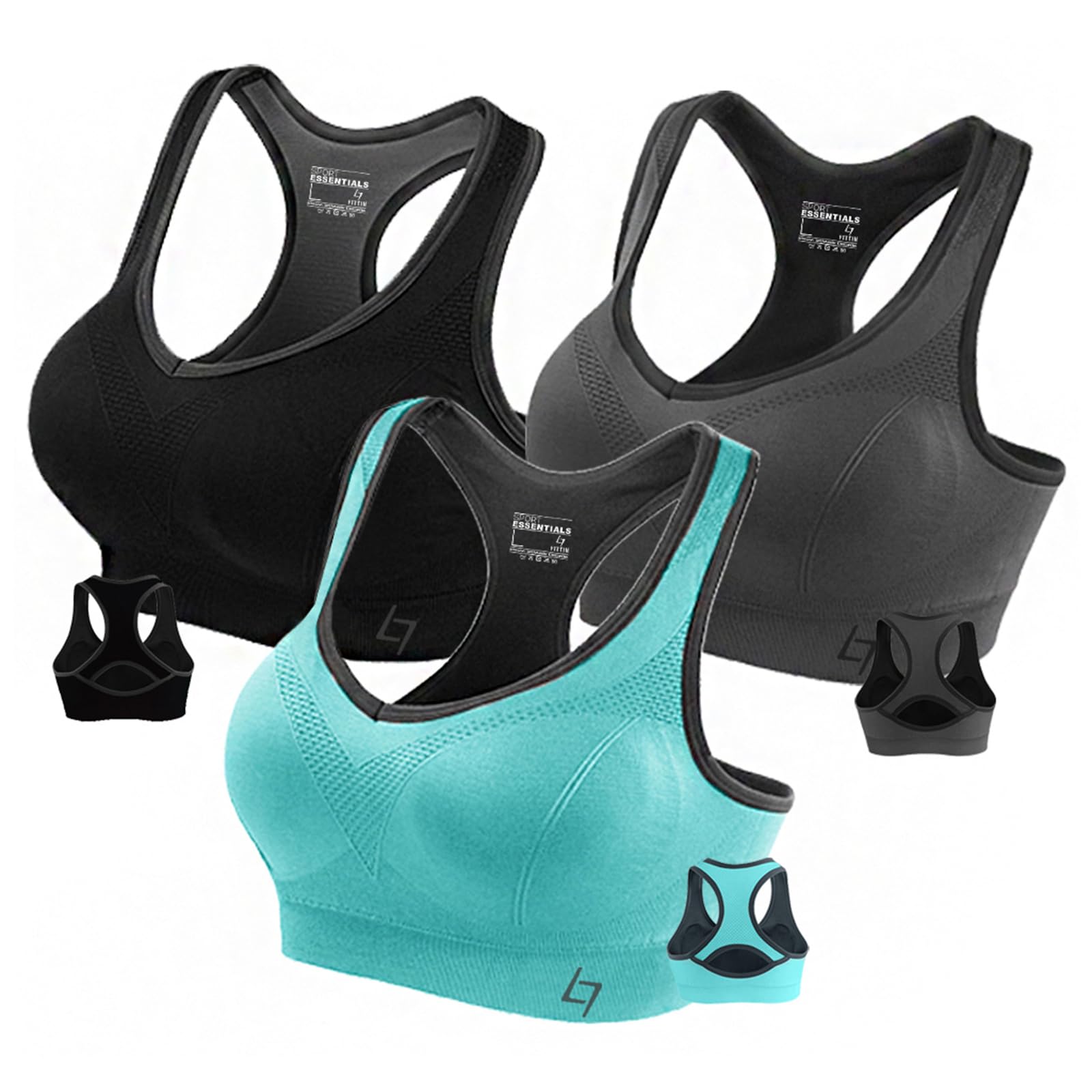 FITTIN Women's Racerback Sports Bras - Seamless Padded Support Bra for Yoga, Gym, Workout & Fitness | High-Impact Support for Running, HIIT & Active Lifestyles