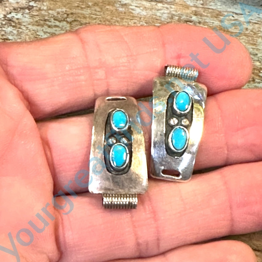 Sterling Silver Navajo Watch Band Plates with Genuine Turquoise - Handmade Native American Jewelry for Watches & Bracelets - Perfect for Western, Boho & Festival Fashion