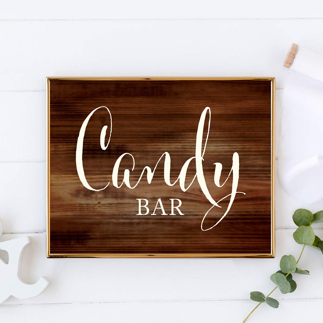 Rustic Wood Wedding Party Signs - 8.5x11 Inch Candy Bar & Dessert Table Sign for Reception - 1 Pack - Perfect for Wedding Decor, Bridal Shower & Candy Buffet Display