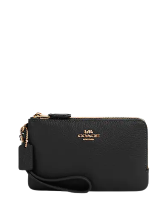 Coach Double Corner Zip Wristlet - Stylish Leather Crossbody Wallet for Women | Perfect for Everyday Use, Travel & Night Out