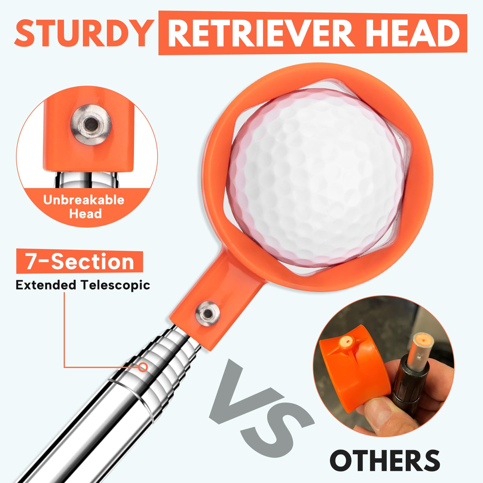 Montela Telescopic Golf Ball Retriever 9-12FT - Lightweight Aluminum Alloy Golf Ball Grabber for Water Hazards - Extendable Golf Accessory for Men - Perfect for Pond, Lake & Course Retrieval