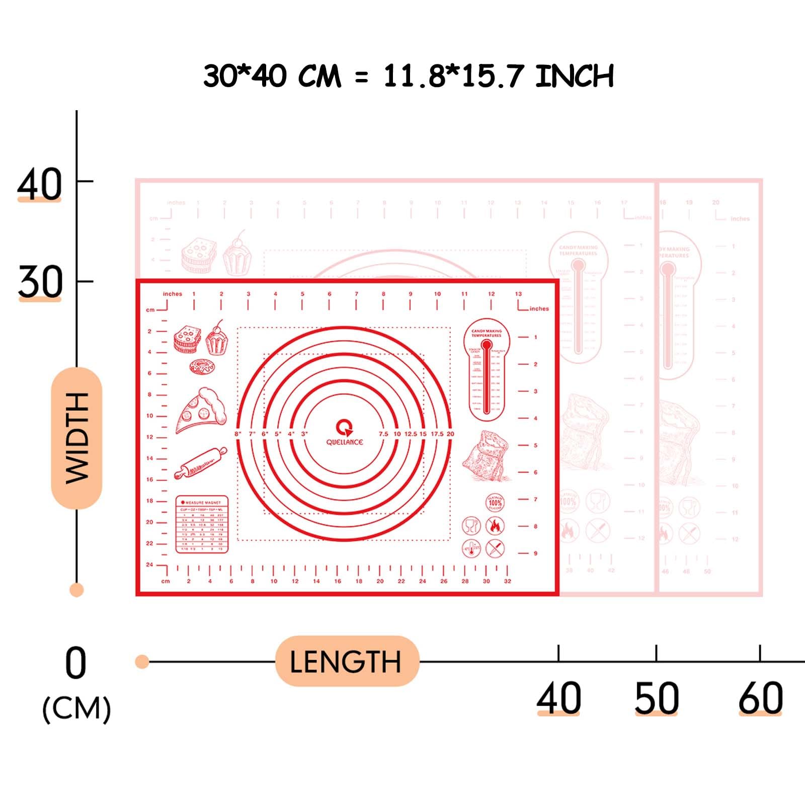 Non-Slip Silicone Baking Mat with Measurement Marks - 12