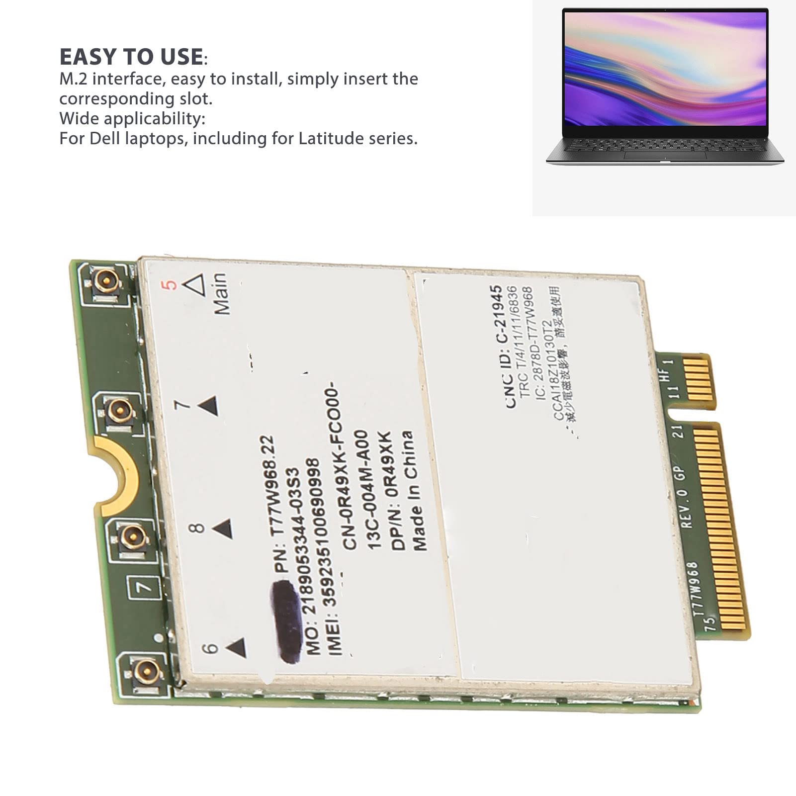 4G LTE Wireless Network Card for Dell Latitude - 1.0Gbps High-Speed M.2 Interface, Multi-Band Compatibility - Perfect for Business Travel & Remote Work Connectivity
