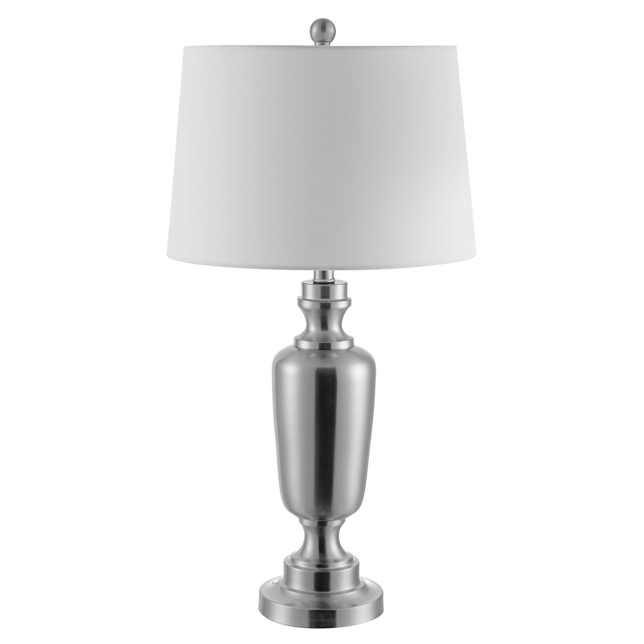 SAFAVIEH Ezra Modern Contemporary Nickel Iron 28-inch LED Table Lamp for Bedroom, Living Room & Home Office - Nightstand Desk Lighting with Included Bulb | Perfect for Reading, Working & Ambient Decor