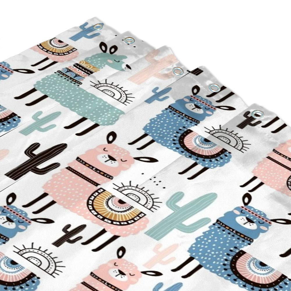 Llama Cartoon Shower Curtain 60x72 Inch - Waterproof Polyester Bathroom Decor with Hooks - Perfect for Kids' Bathroom, Nursery, or Fun Themed Home Decor