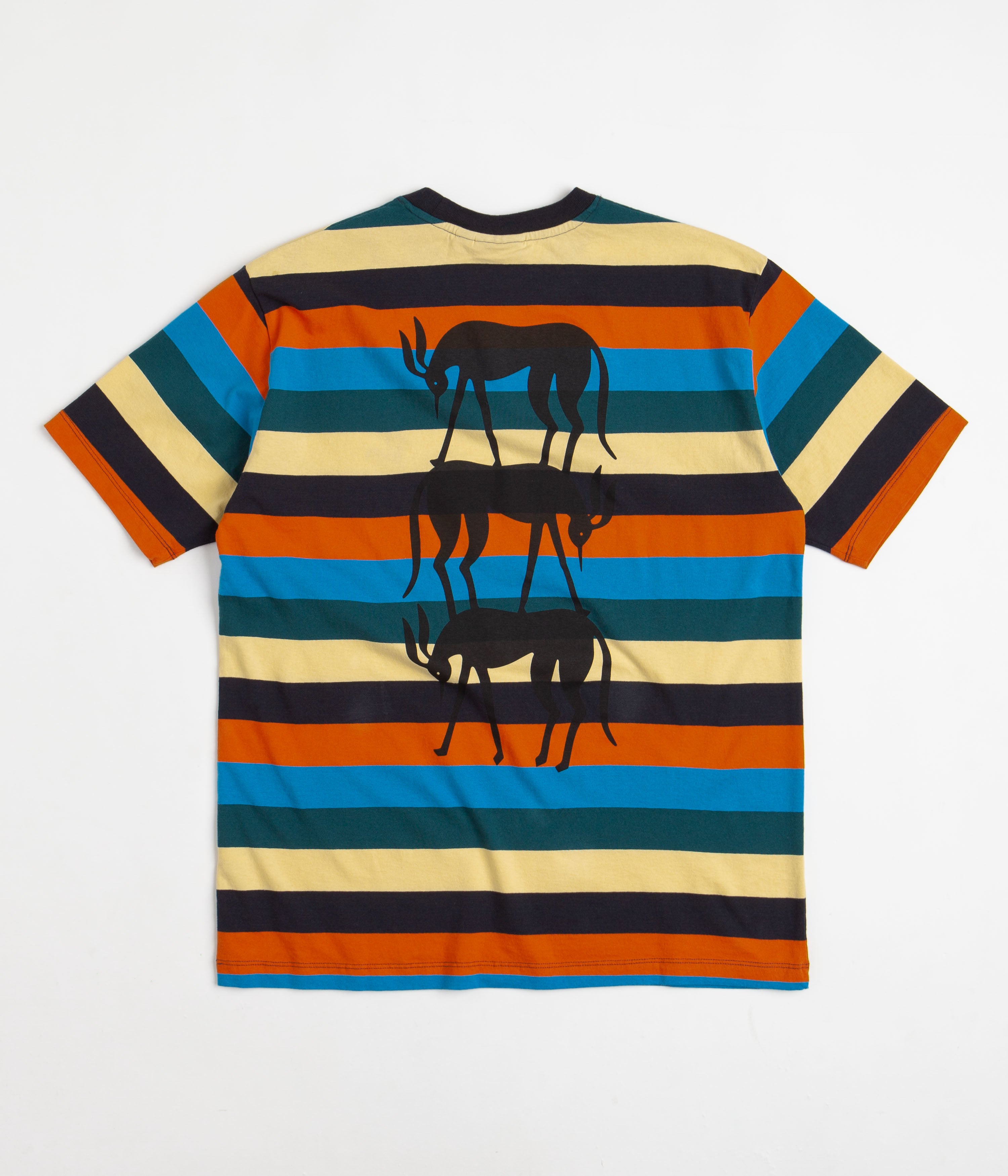 Parra Stacked Pets On Stripes Graphic T-Shirt for Men & Women - Trendy Casual Cotton Tee for Streetwear, Outfits and Everyday Wear