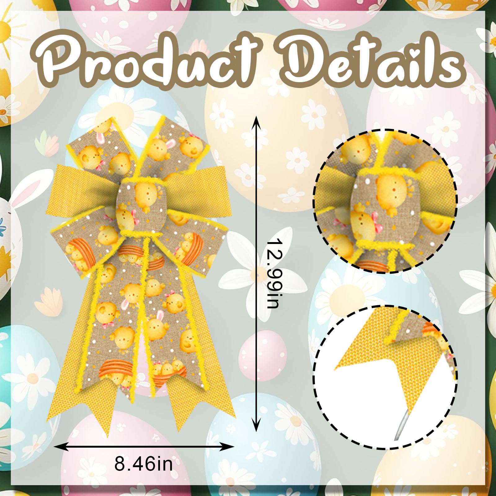 2PCS Easter Wreath Bows - Velvet Brown Yellow Decor for Spring Party