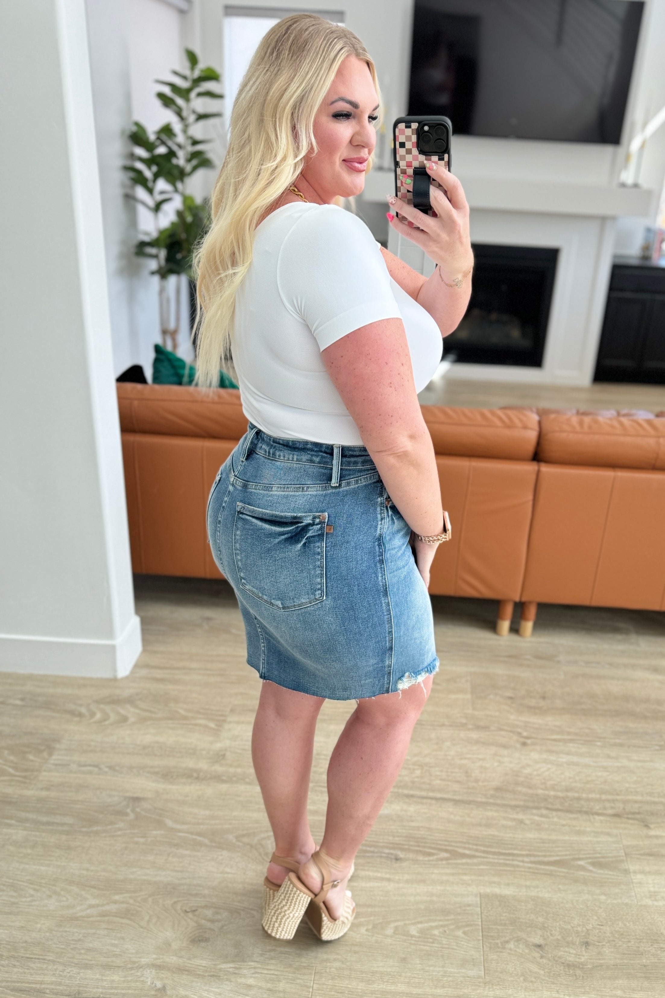 Carol High Rise Rigid Magic Denim Skirt - Women's Vintage Style A-Line Mini Skirt for Casual & Party Wear | Perfect for Date Nights, Office Outfits & Street Style Fashion