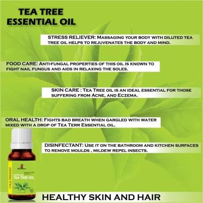 Glamlives 100% Pure Australian Tea Tree Essential Oil - 15ml for Skin Care, Acne Treatment & Aromatherapy | Natural Remedy for Hair, Face & Nails