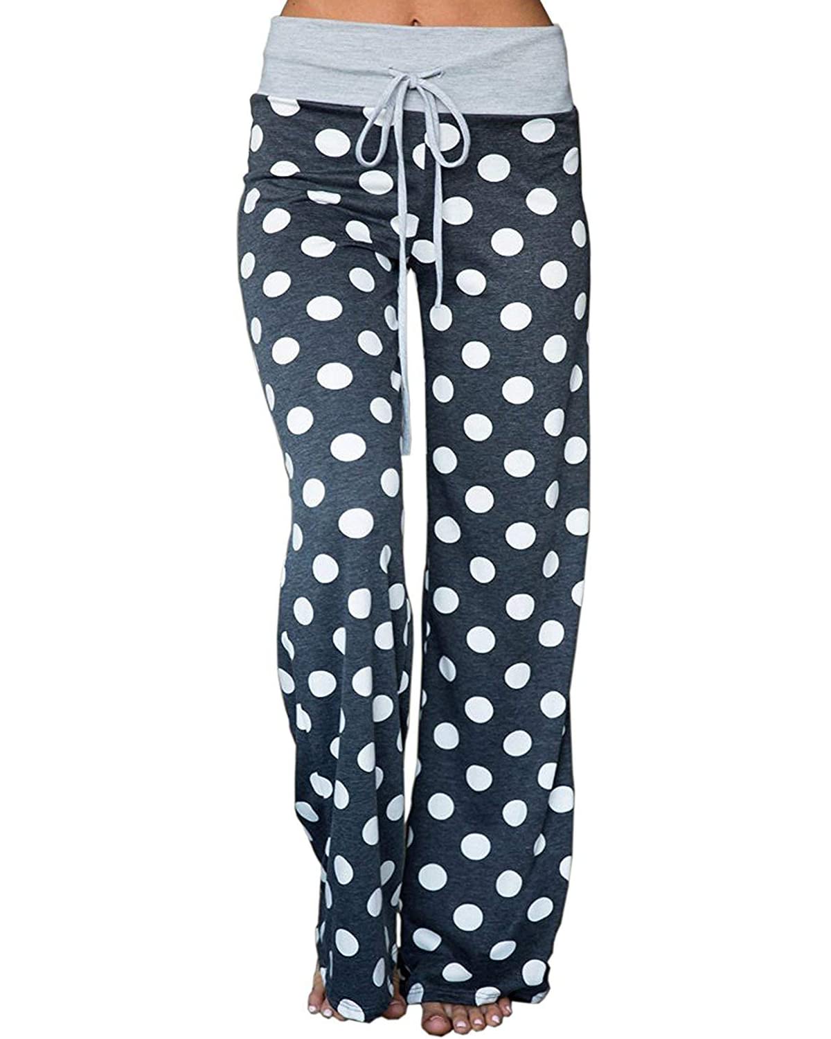 NEWCOSPLAY Women's Comfortable Pajama Pants - Soft Lounge Pants with Drawstring Waist, Wide Leg Palazzo Pants for Sleep, Yoga, and Home Relaxation