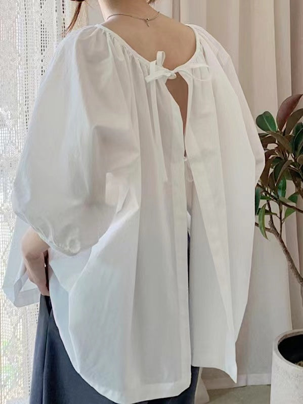 Lovevop Women's Back Tie Loose Fit Casual Shirt - Breathable & Stylish Blouse for Work, Date Night & Everyday Wear