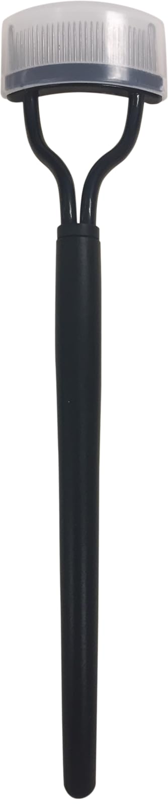 Professional Trim Contour Lash Comb with Cover - Metal Bristle Eyelash Separator for Natural Defined Lashes - Curved Design & Non-Slip Handle (Black) - Perfect for Mascara Application, Lash Extensions & Everyday Makeup Routine