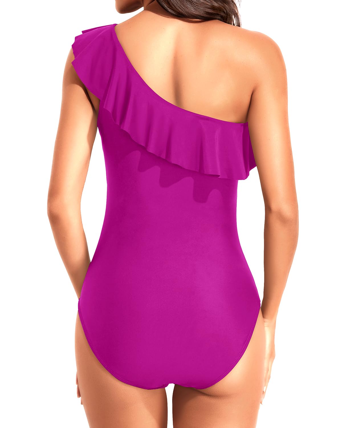 Tempt Me Women's One Piece Swimsuit with Tummy Control - One Shoulder Ruffle Bathing Suit for Beach & Pool | Flattering Swimwear for Summer Vacations