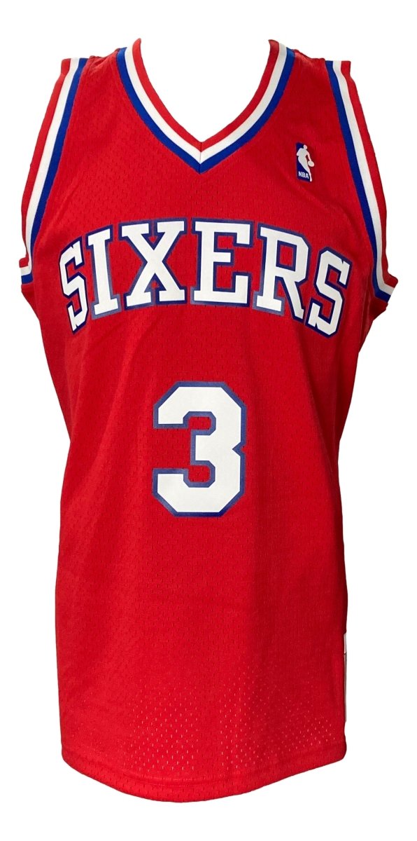 Authentic Allen Iverson Signed Philadelphia 76ers 2002-03 Mitchell & Ness Hardwood Classics Swingman Jersey with JSA COA - Perfect for NBA Memorabilia Collectors and 76ers Fans Display