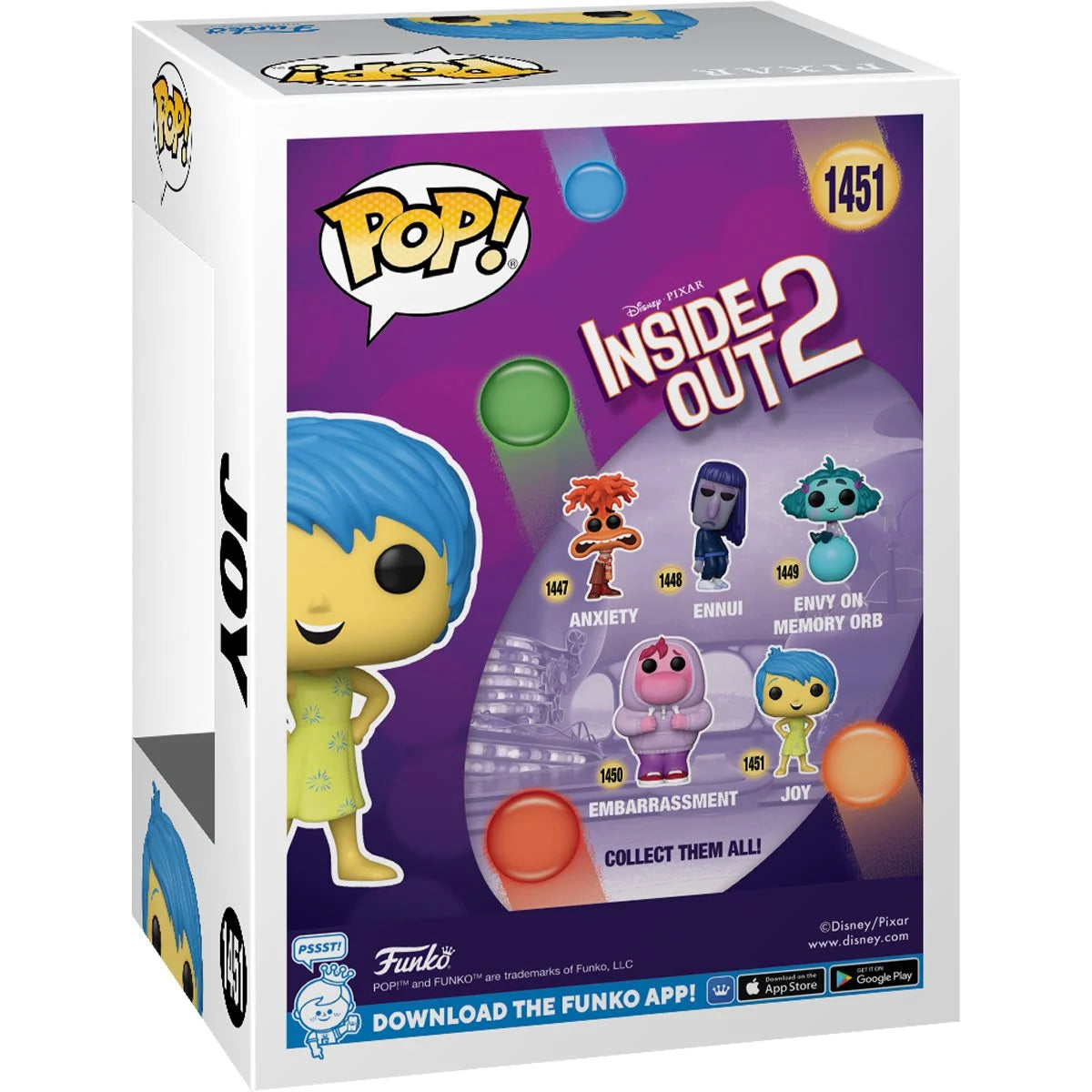 Inside Out 2 Joy Funko Pop! Vinyl Figure #1451 - Disney Pixar Collectible Toy for Fans & Gift Ideas - Perfect for Movie Nights, Birthday Presents & Display Shelves