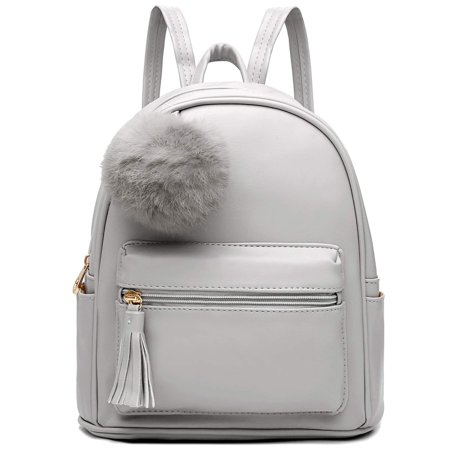 IHAYNER Mini Backpack Purse for Women & Teens - PU Leather Small Shoulder Bag with Pom Charm Tassel - Cute Crossbody Bag for School, Travel & Everyday Use