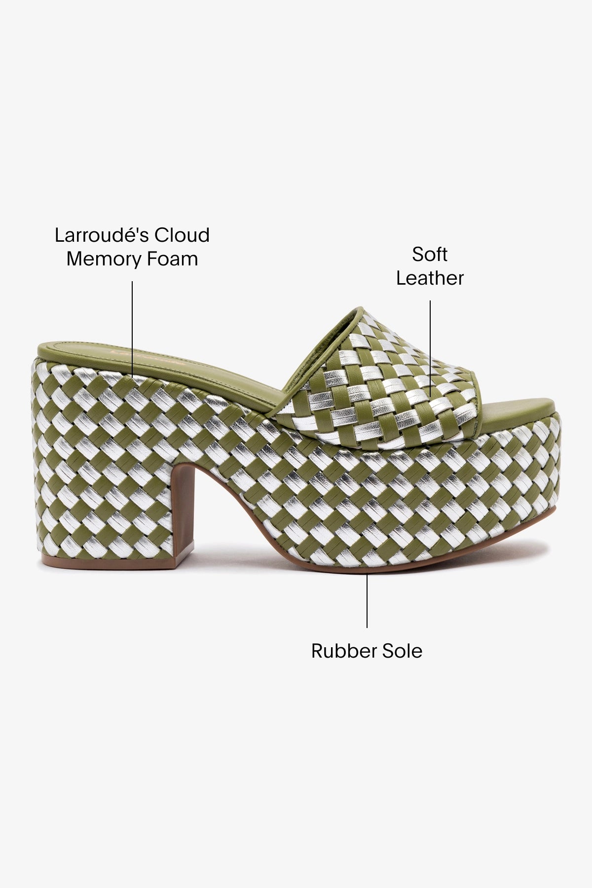 Eco-Friendly Miso Platform Sandals - Vegan Seaweed Leather & Silver Metallic Leather Women's Shoes for Summer Beach & Casual Outings