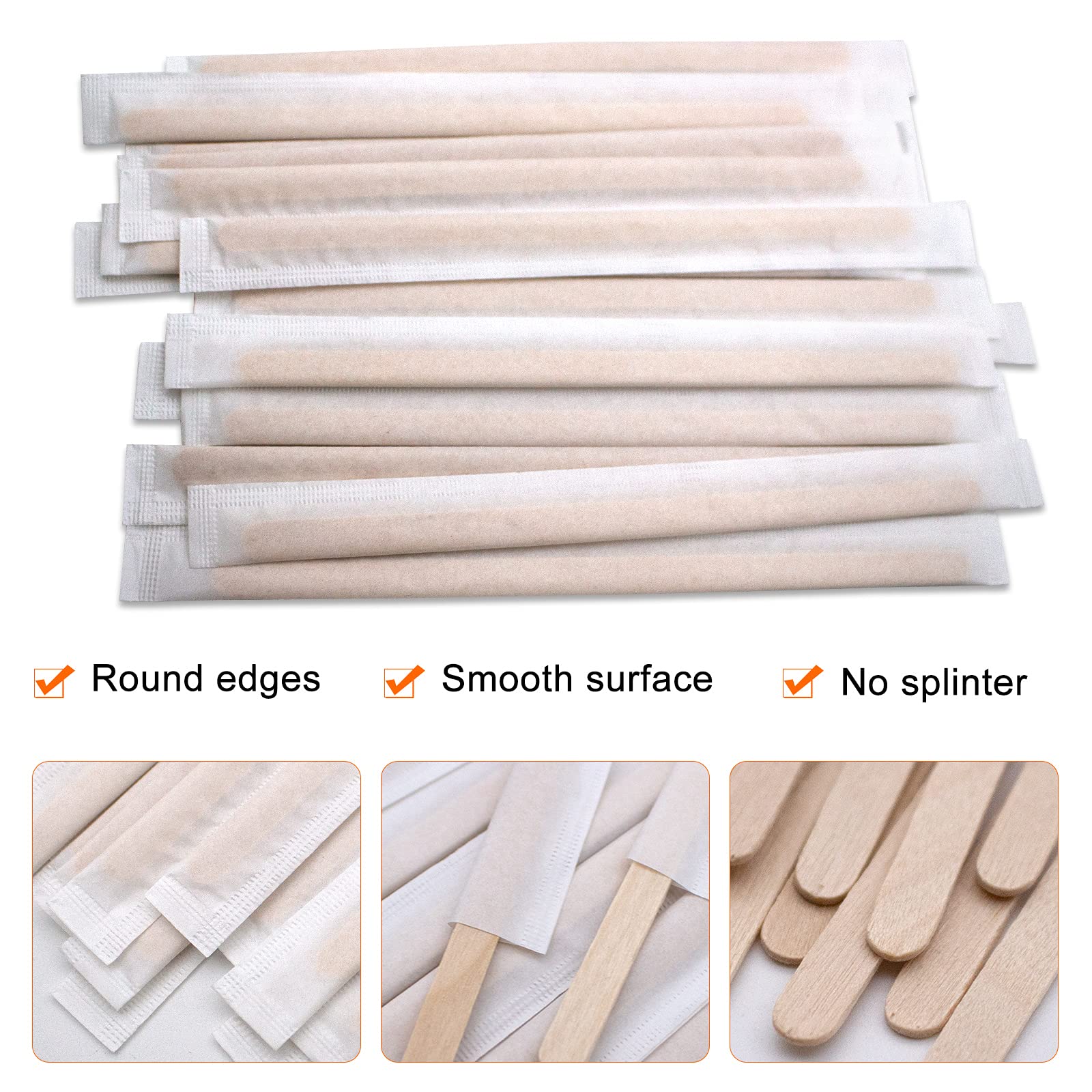 Premium 7 Inch Disposable Wooden Coffee Stirrers - Individually Wrapped, Pack of 500 - Eco-Friendly Wooden Sticks for Coffee, Tea, Hot Chocolate & Cold Drinks - Perfect for Mixing Butter, Sugar & DIY Crafts - Ideal for Cafes, Offices & Home Use