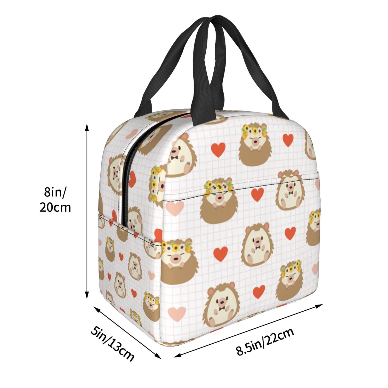 Cute Hedgehog Insulated Lunch Box with Heart Design - Reusable & Portable Meal Container for School, Work, Travel & Picnic - Perfect for Boys & Girls