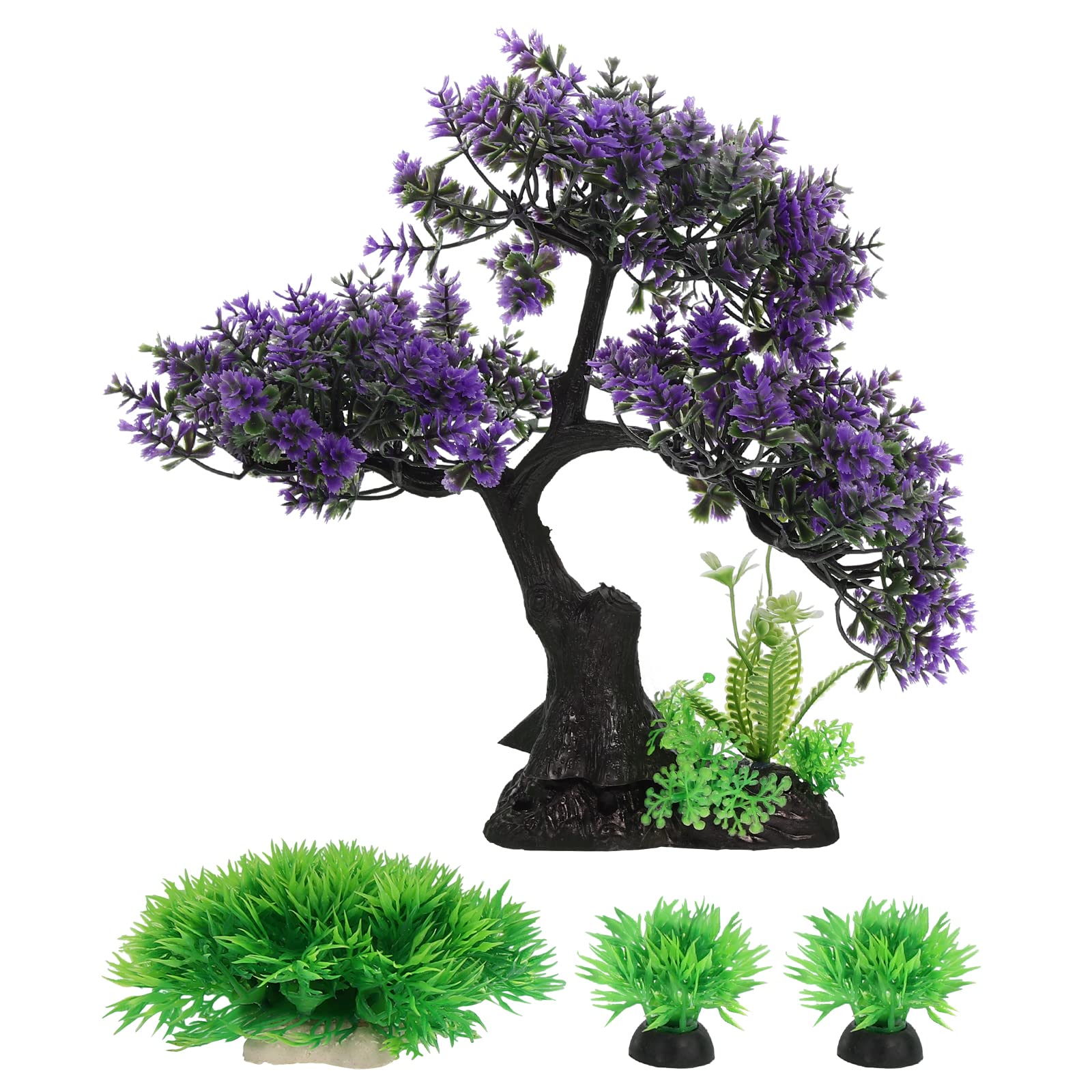 LUOZZY Artificial Aquarium Plants - Plastic Purple Tree Underwater Grass Set for Fish Tank Decor | Realistic Aquascaping & Landscape Design for Freshwater & Saltwater Tanks | Perfect for Betta, Goldfish, Shrimp Habitats