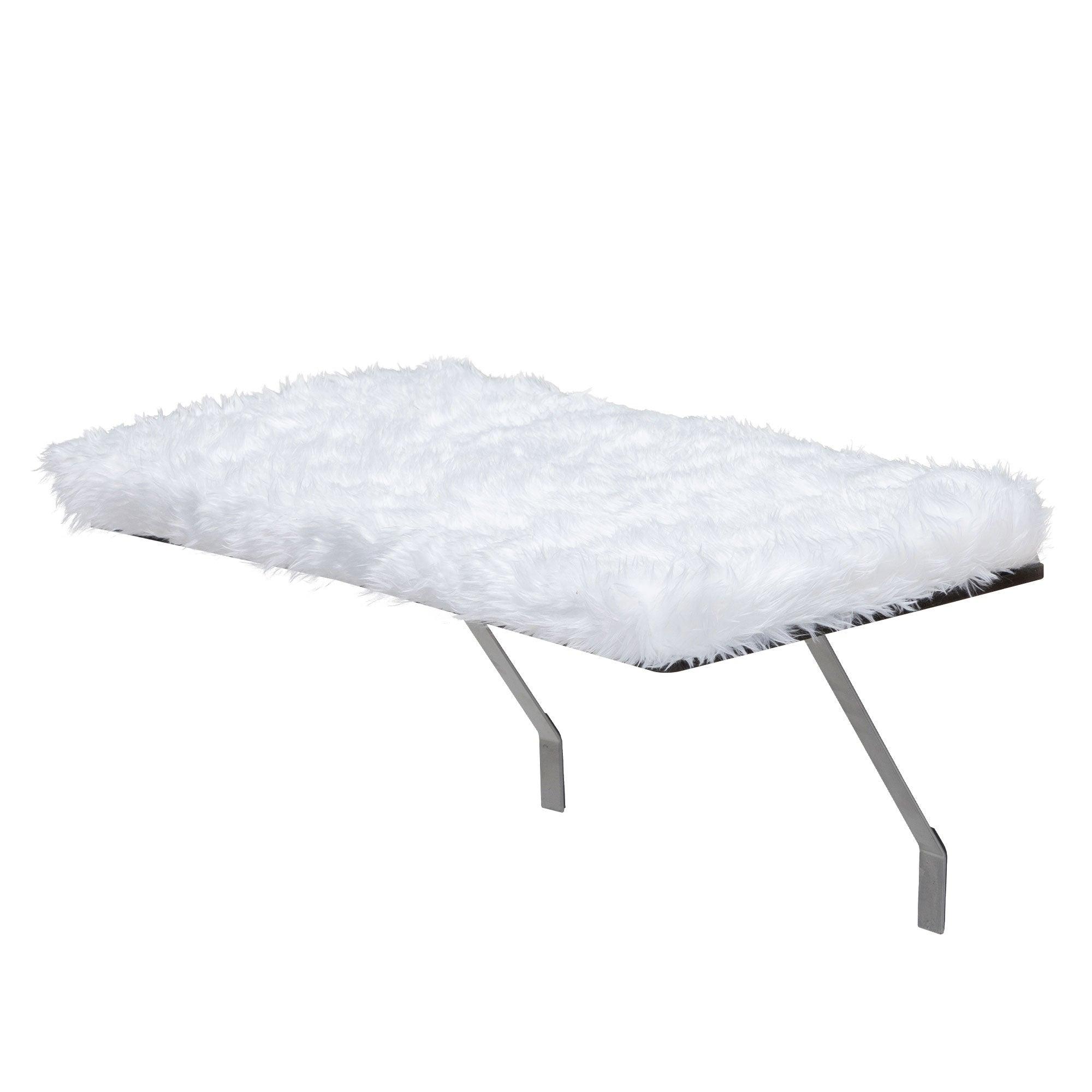 Premium Cat Window Perch with Soft Cushion - Wall Mounted Cat Seat with Sturdy Support Feet - Cozy White Cat Bed for Indoor Cats - Perfect for Sunbathing & Bird Watching