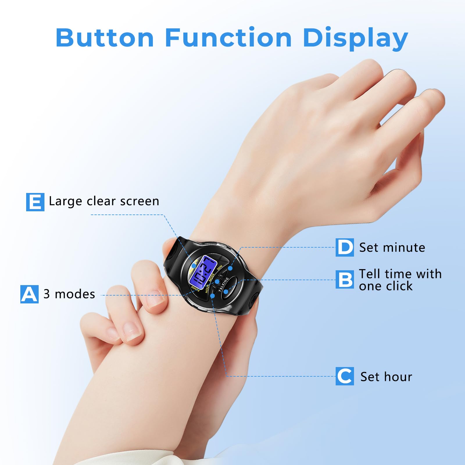 2 Pack English Talking Watches for The Blind & Visually Impaired - Clear Female Voice, Easy to Use for Seniors & Elderly - Best Gift for Visually Challenged (Daily Use, Time Management, Independent Living)