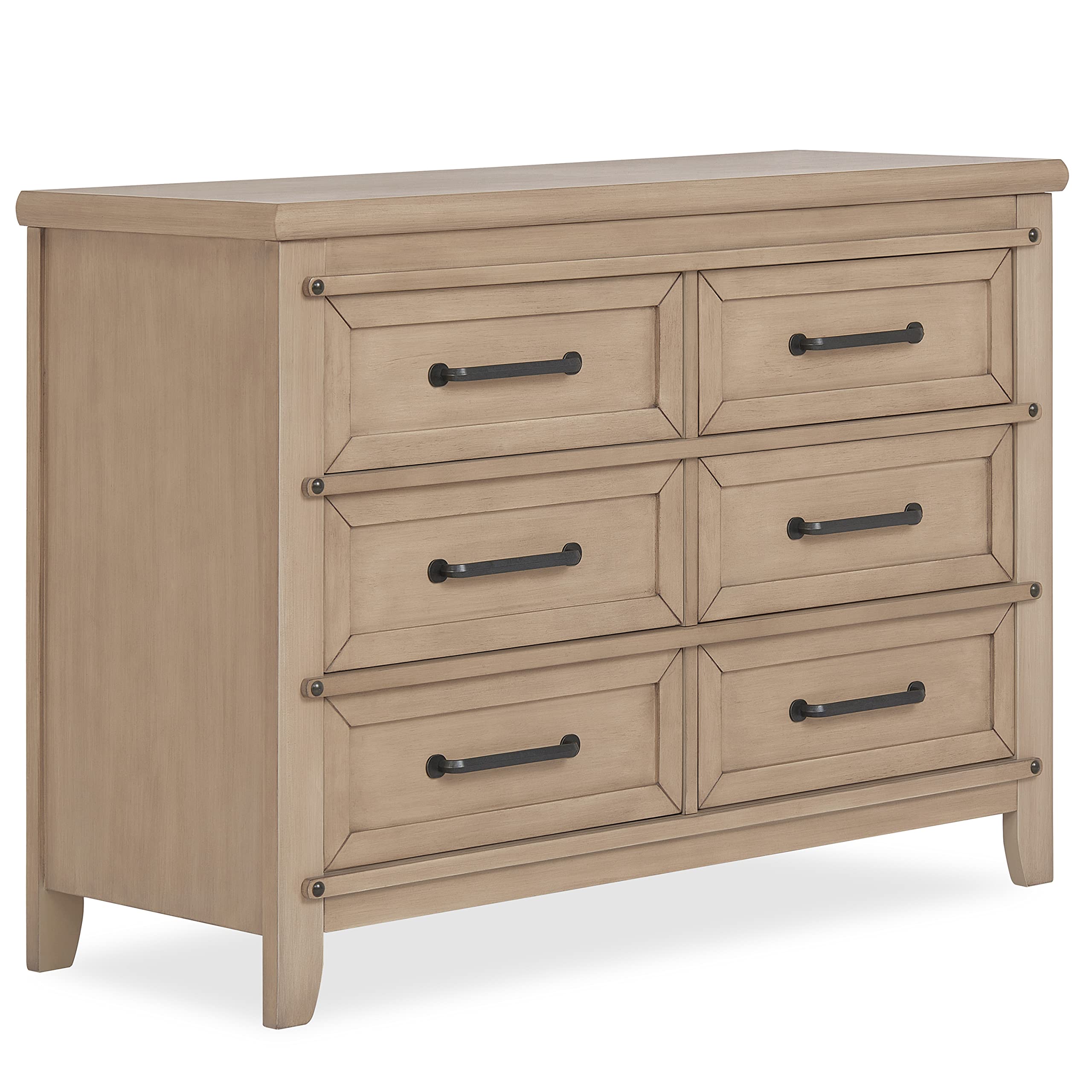 Sweetpea Baby Bayfield Double Dresser in Sand Dunes - Nursery Dresser with 6 Drawers for Baby Clothes & Storage - Perfect for Modern Baby Rooms & Toddler Bedrooms