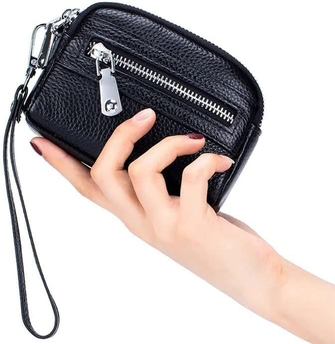 Women's Small PU Leather Wallet with Double Zipper - Slim Credit Card Holder & Coin Purse for Ladies and Girls (14x9x4.5cm) - Perfect for Everyday Use, Travel, and Gift Giving