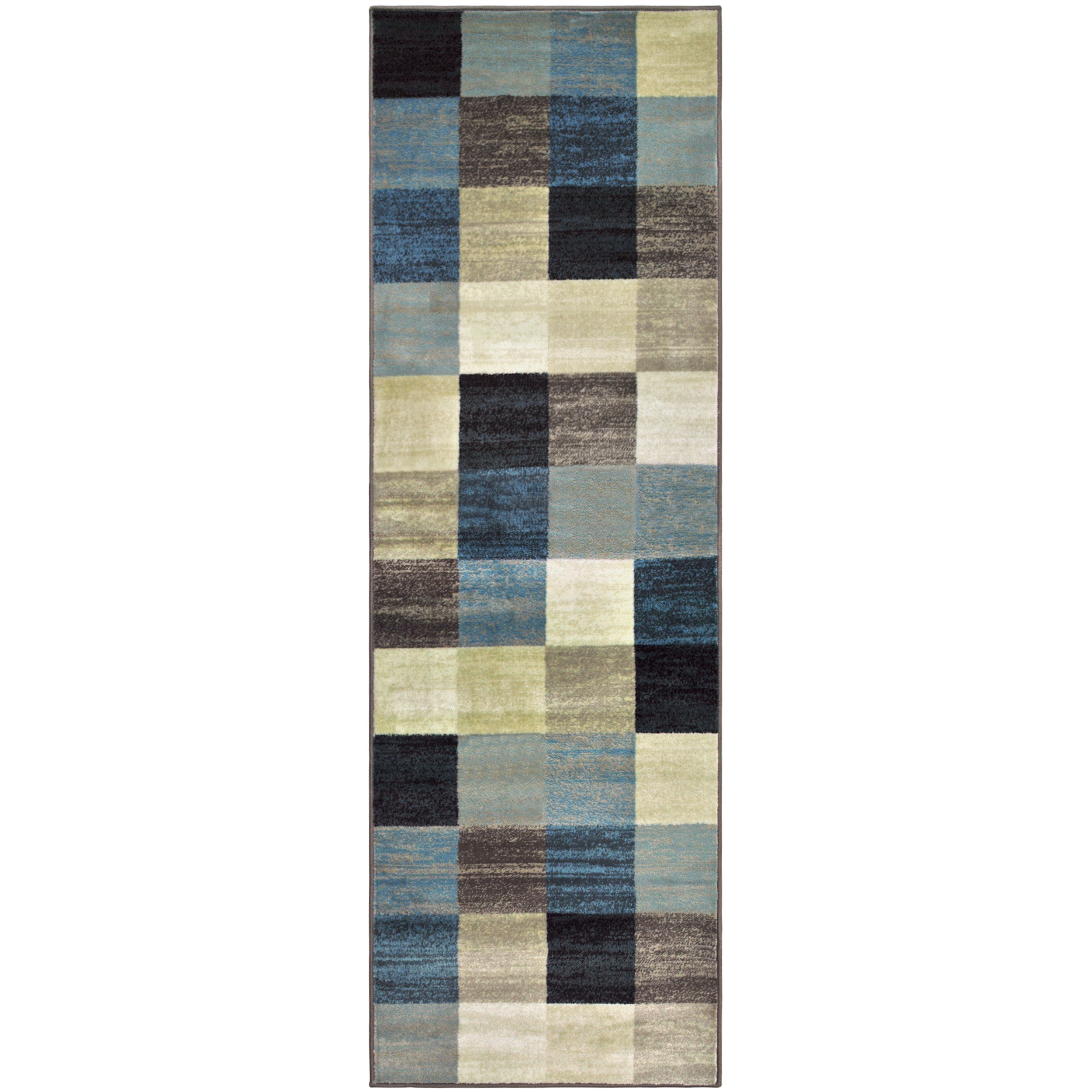 Stylish Rockway Geometric Checkered Block Indoor Area Rug - Non-Slip Floor Mat for Living Room, Bedroom, Office Decor - Perfect for Home, Apartment & Dorm Room