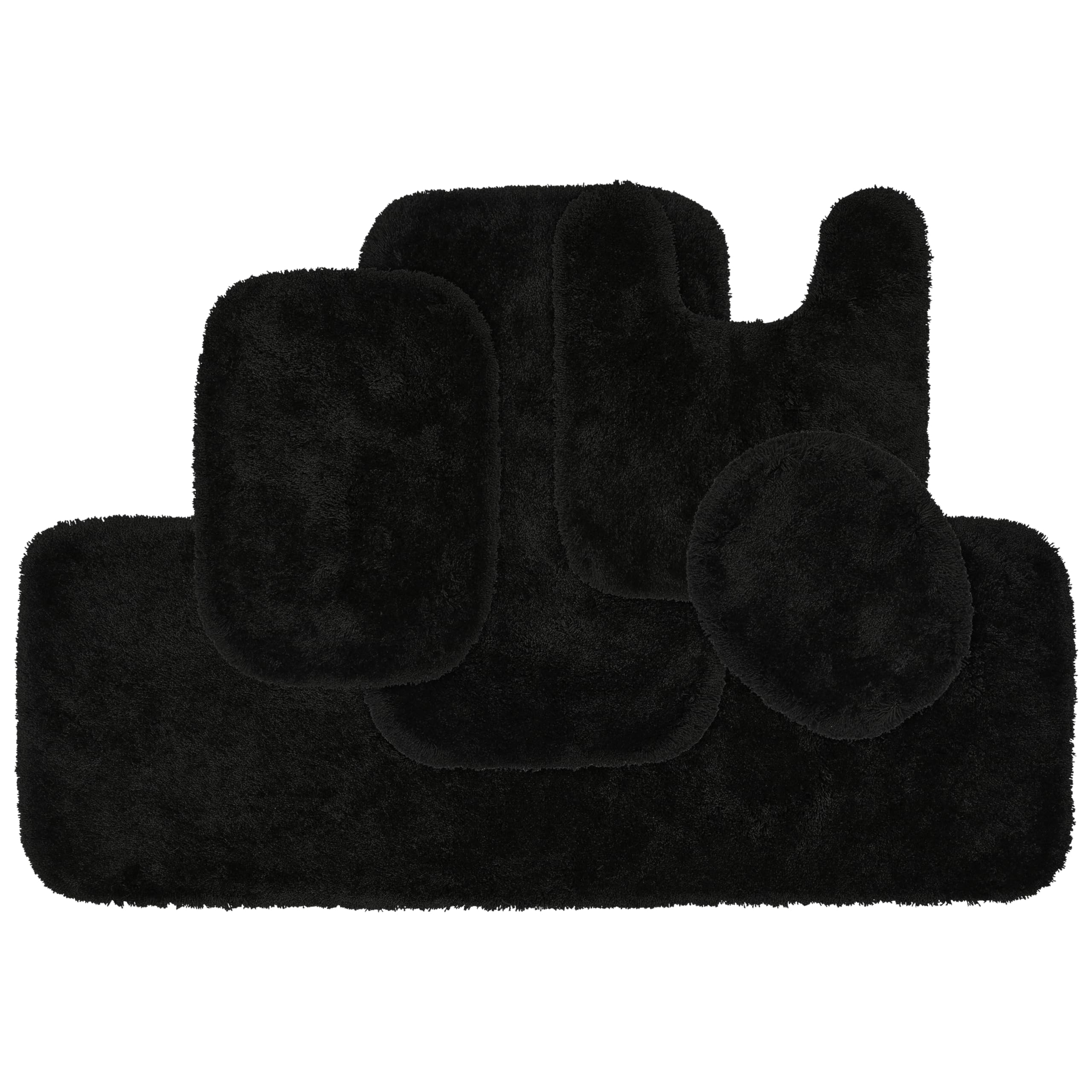 Garland Rug Finest Luxury Black 5-Piece Ultra Plush Washable Bathroom Rug Set - Soft, Absorbent & Stylish Non-Slip Bath Mat for Shower, Tub & Vanity Area in Basin Blue
