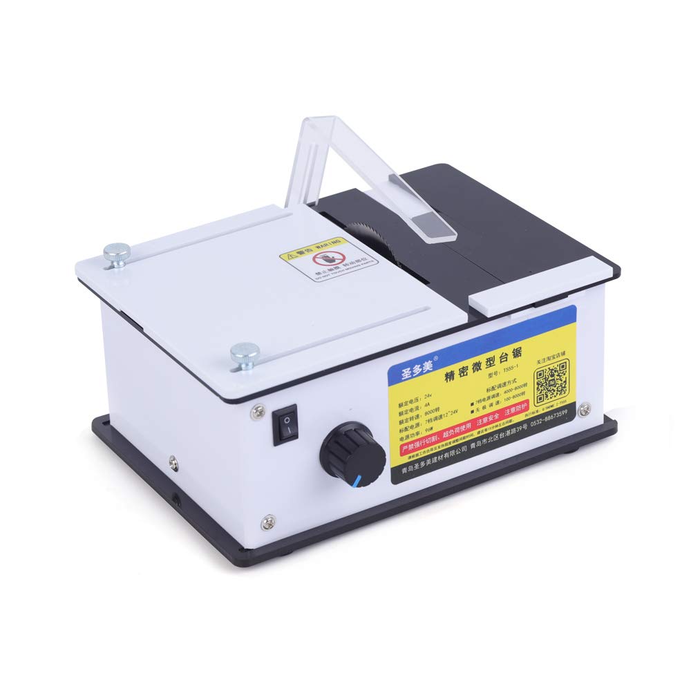 Mini Electric Precision Table Saw - 8000 RPM Portable Woodworking DIY Bench Saw with 60MM HSS Saw Blade (White) | Perfect for Small Wood Projects, Model Making & Home DIY Crafts