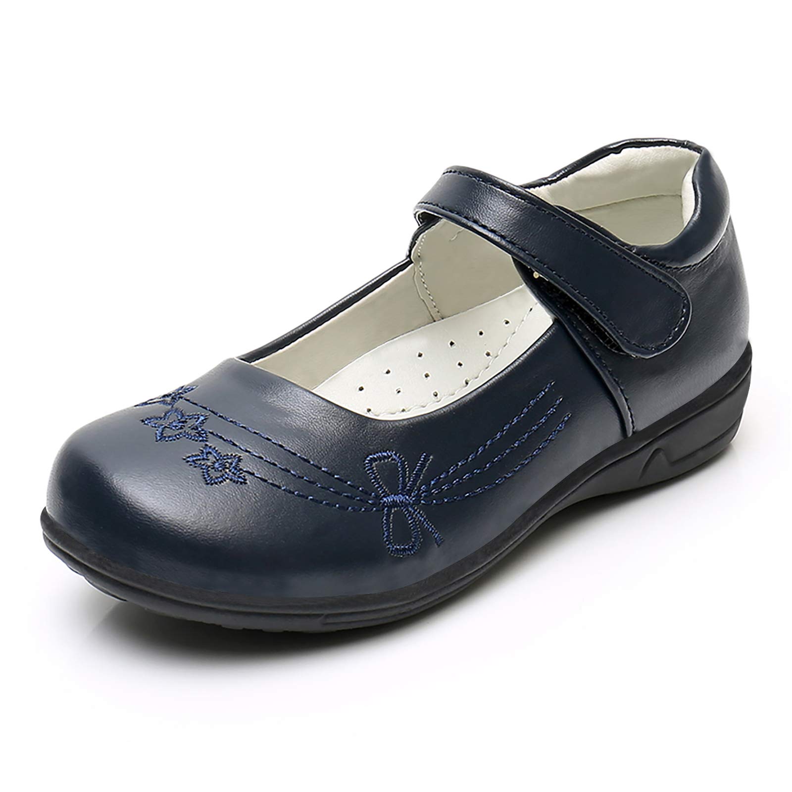 **Girl's Mary Jane School Shoes - Black Strap Dress Uniform Flats for Toddler, Little & Big Girls - Perfect for School, Church & Formal Events**