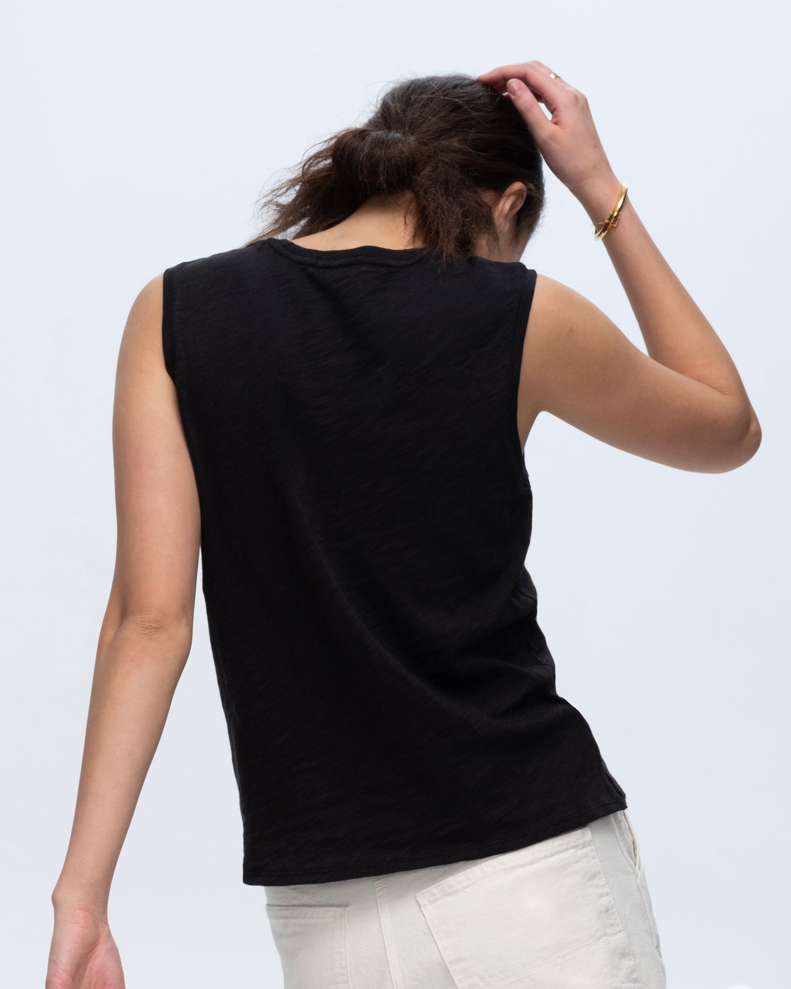Slub Jersey Sleeveless Schoolboy Tee - Black | Comfortable Casual T-Shirt for Men | Perfect for Summer, Gym, and Everyday Wear