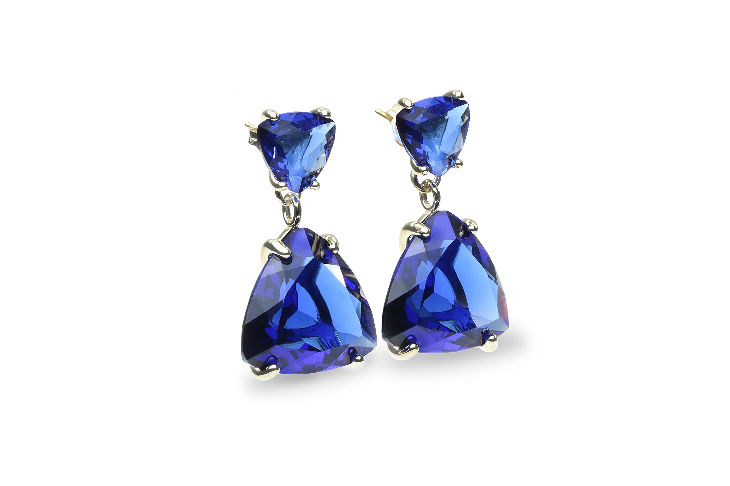 14k Gold Sapphire Stud Earrings - Handcrafted Bridal & Pageant Jewelry - Elegant Statement Earrings for Women - Perfect Gift for Her - Choose Your Material - Ideal for Weddings, Parties & Special Occasions