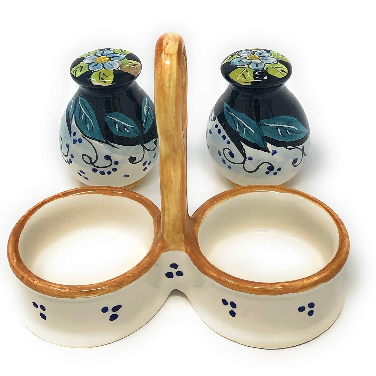 Italian Ceramic Salt and Pepper Shakers Set - Hand Painted Tuscan Fruit Design, Art Pottery from Florence, Made in Italy - Perfect for Kitchen, Dining Table & Gift Giving