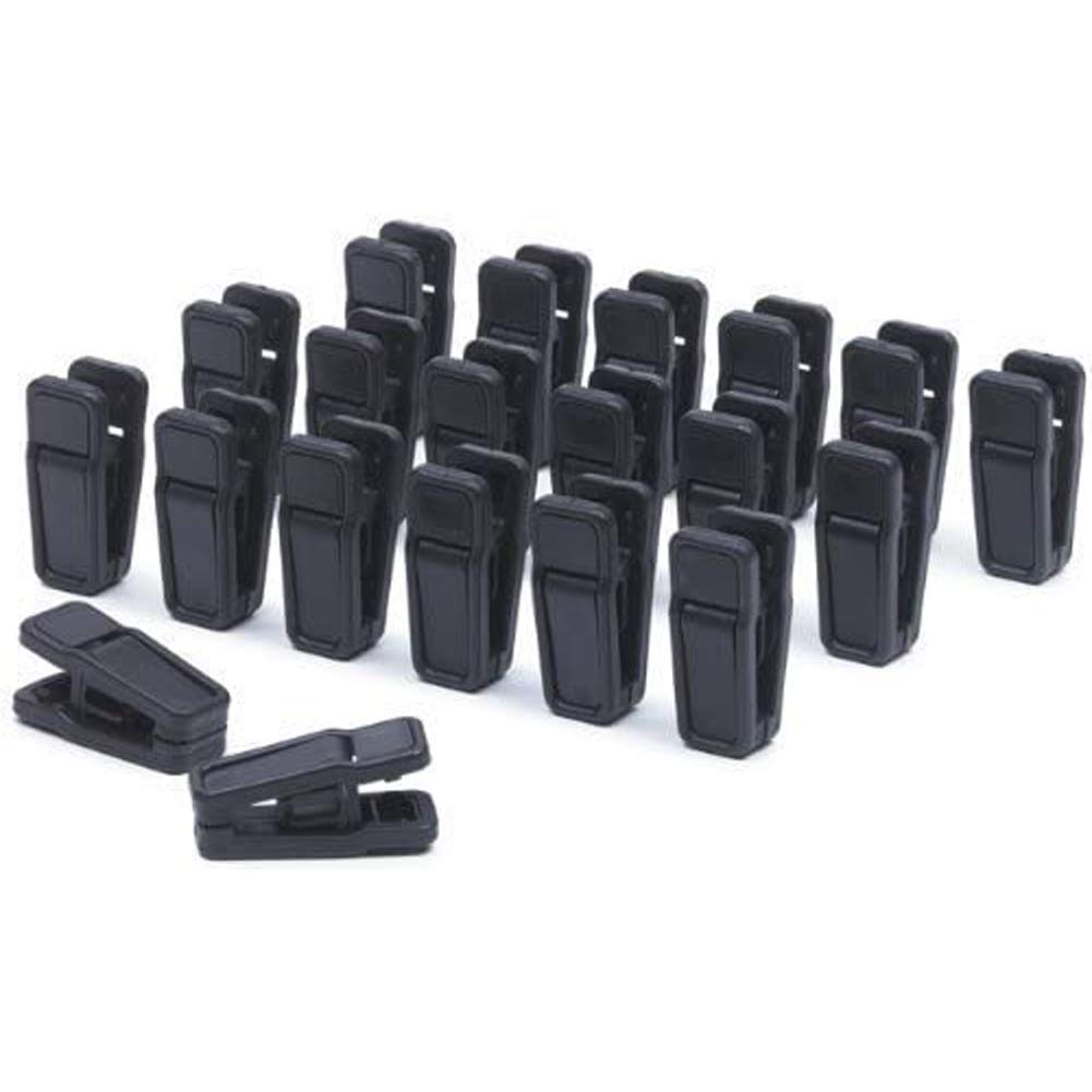 12 Pack Plastic Finger Clips for Slim Velvet Hangers - Strong Clothes Pins for Pants, Skirts & Delicate Garments - Space Saving Closet Organization for Teens & Adults (Black)