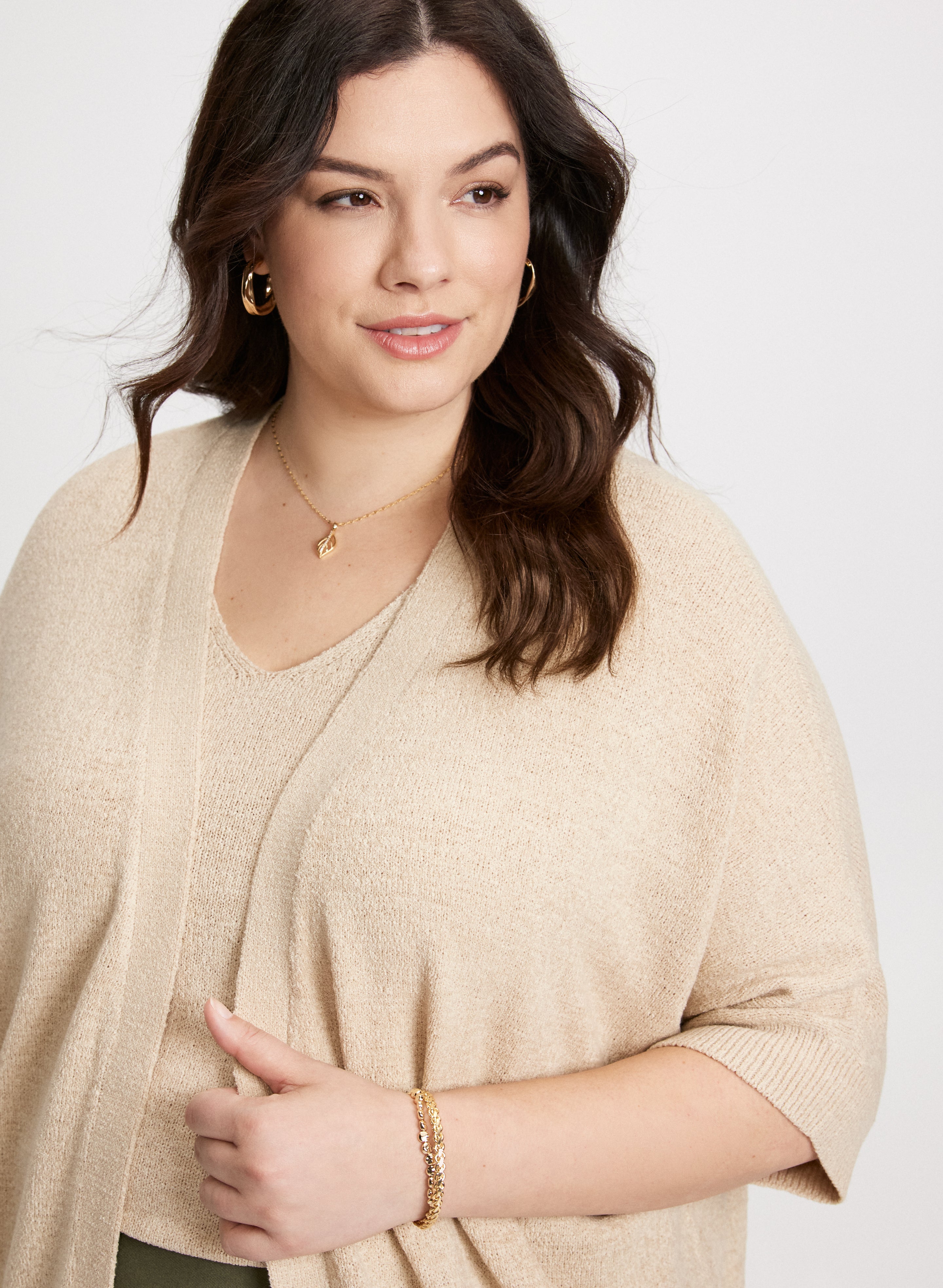 3/4 Sleeve Knit Cardigan for Women - Soft Lightweight Open Front Sweater - Perfect for Office, Date Night & Fall Layering