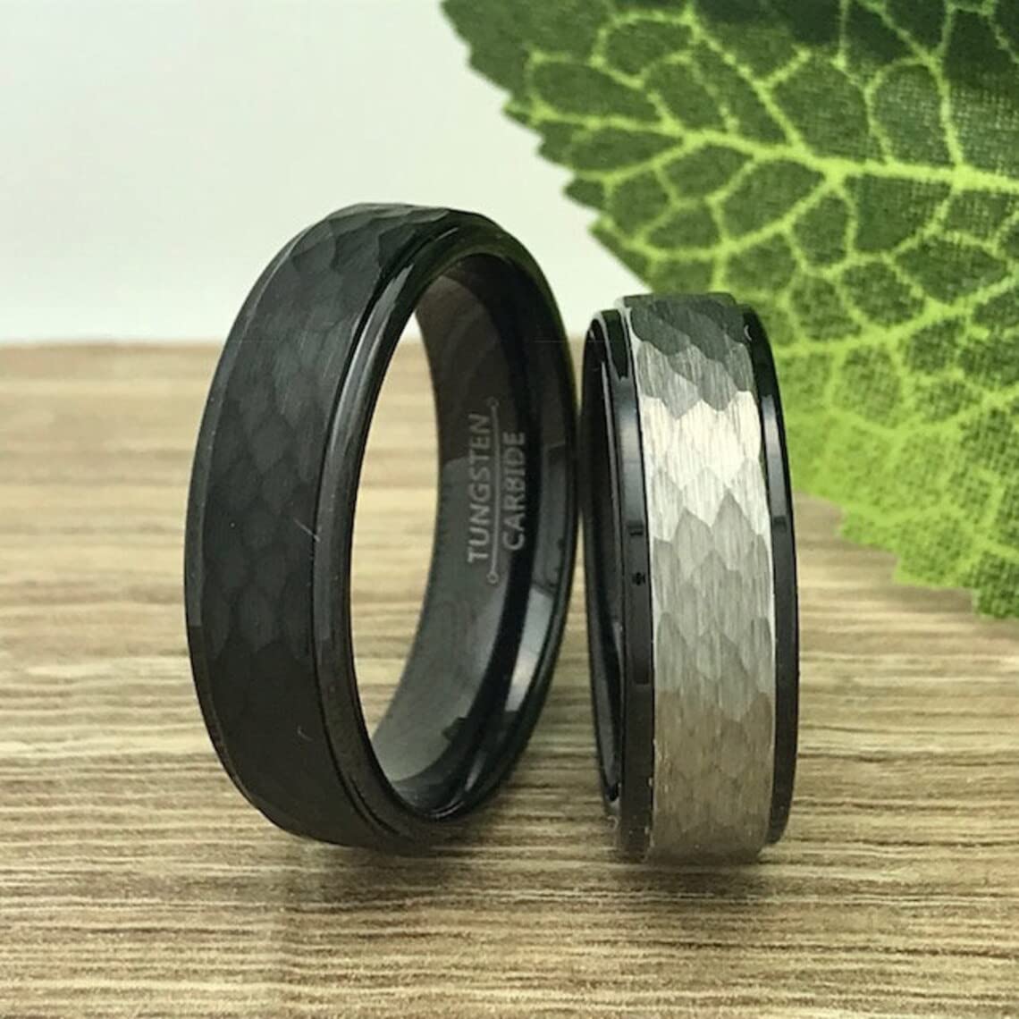 His and Hers Tungsten Wedding Rings Set - 6mm Personalized Couples Bands, Hammered Finish Anniversary Rings TCR518 - Perfect for Engagements, Weddings & Romantic Gift Giving