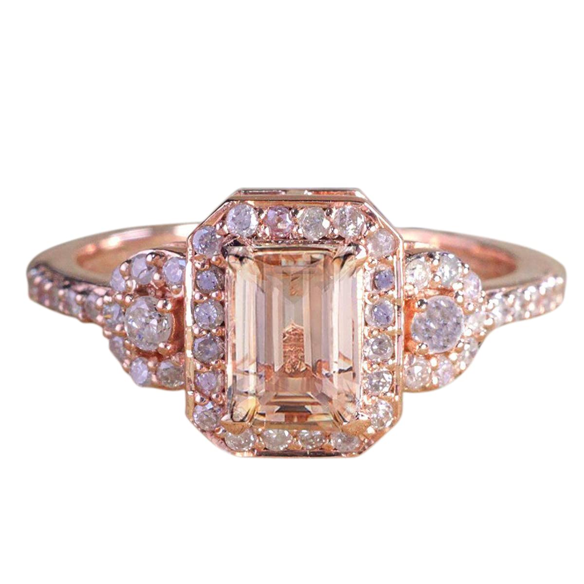 1.25 Carat Morganite Emerald Cut Diamond Engagement Ring in 18k Gold Plating - Limited Time Sale | Perfect for Proposals, Anniversaries & Special Occasions