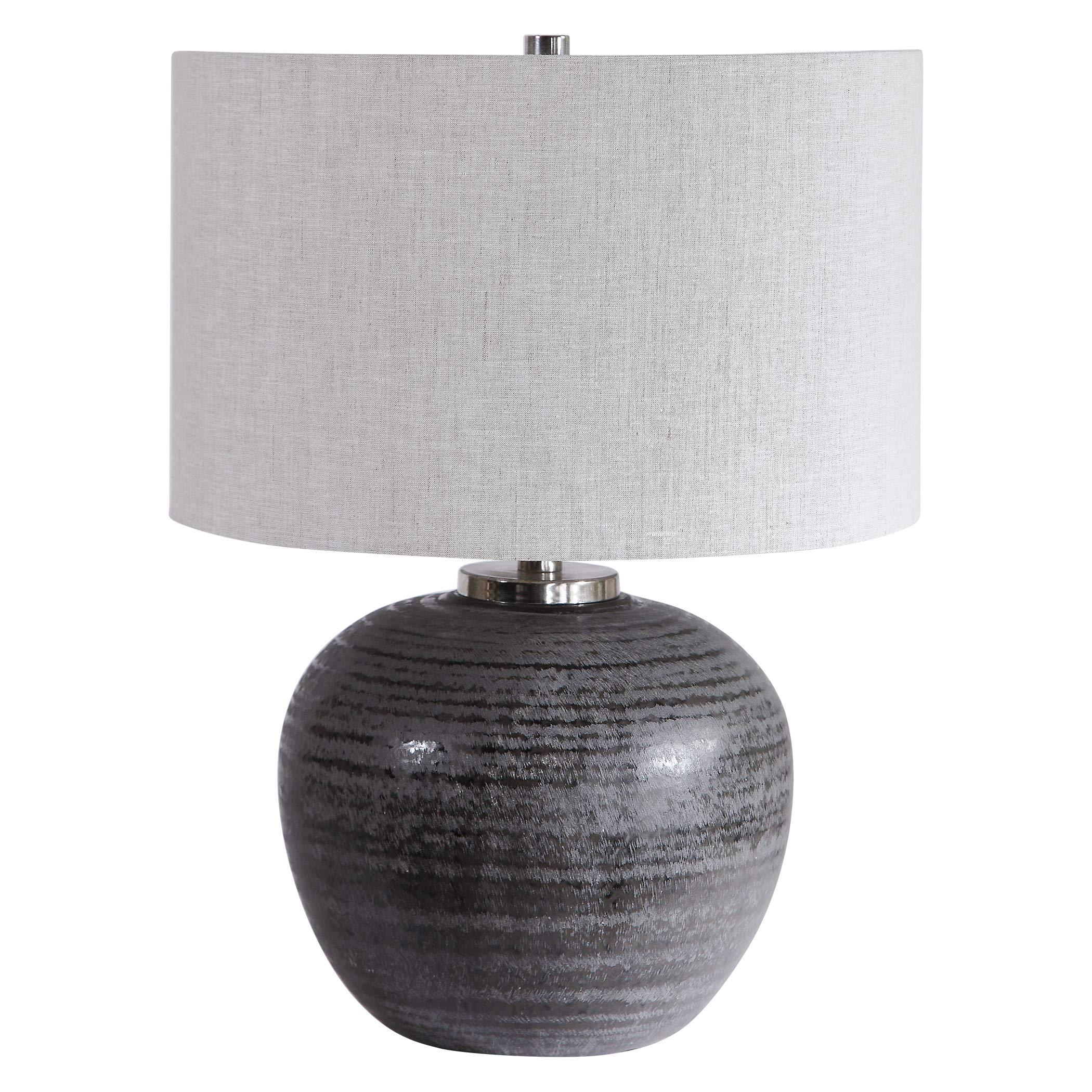 Modern Mikkel Charcoal Table Lamp - Stylish LED Nightstand Light for Bedroom, Living Room & Office - Dimmable Desk Lamp with USB Port for Home Decor & Reading