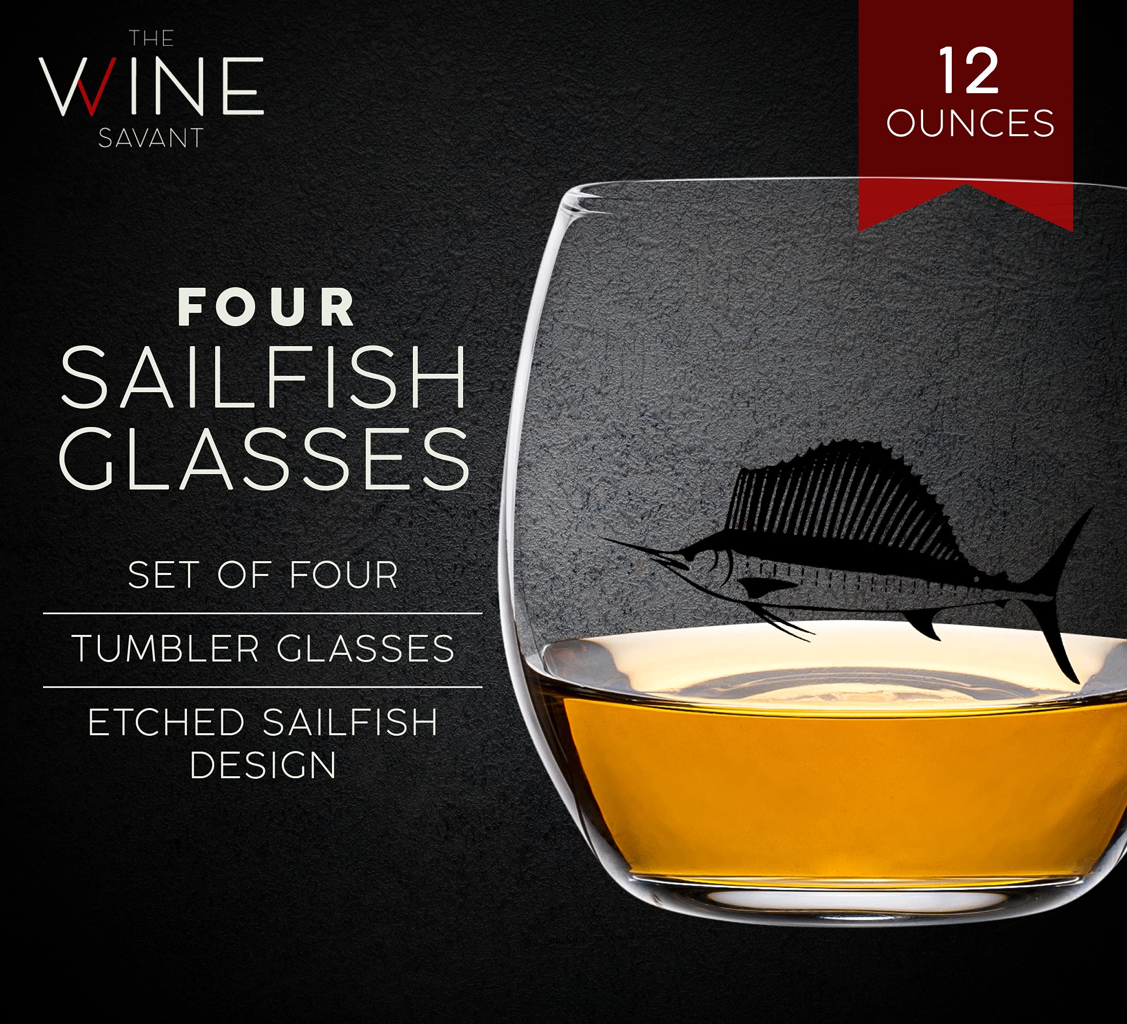Premium Swordfish & Sailfish Whiskey Decanter Set with 4 Glasses - Fishing & Nautical Themed Bourbon Scotch Liquor Dispenser - Unique Gifts for Fishermen, Dads & Boat Enthusiasts - Perfect for Home Bars, Man Caves & Fishing-Themed Parties