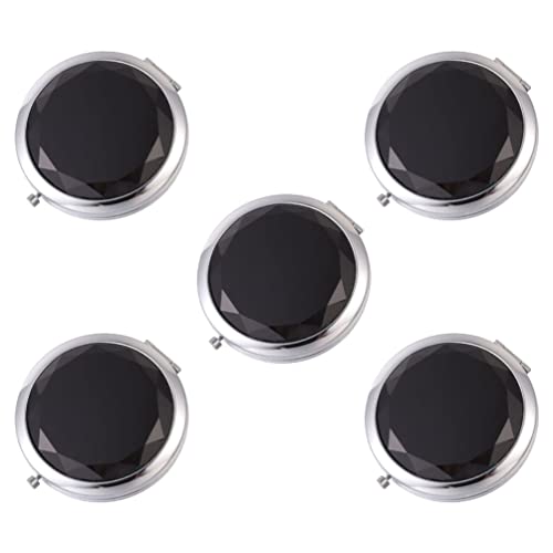 FOMIYES 5-Piece Travel Makeup Mirror Set - Portable Compact Handheld Cosmetic Mirror for Women, Black | Perfect for Home, Office, Gym & Travel Accessories