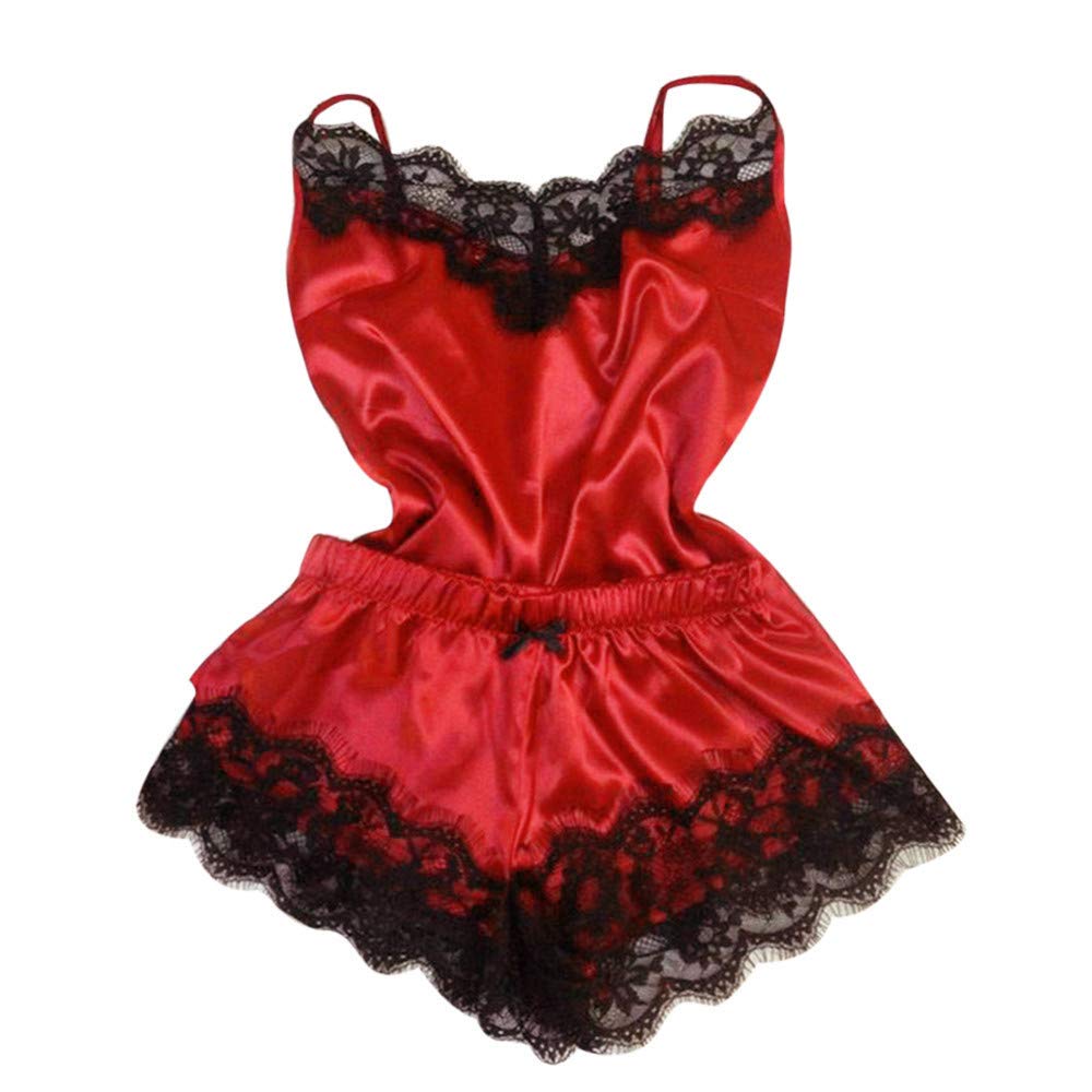 Sexy Lace Silk Pajama Set - Women's Babydoll Chemise Nightdress Sleepwear Lingerie for Valentine's Day & Romantic Nights