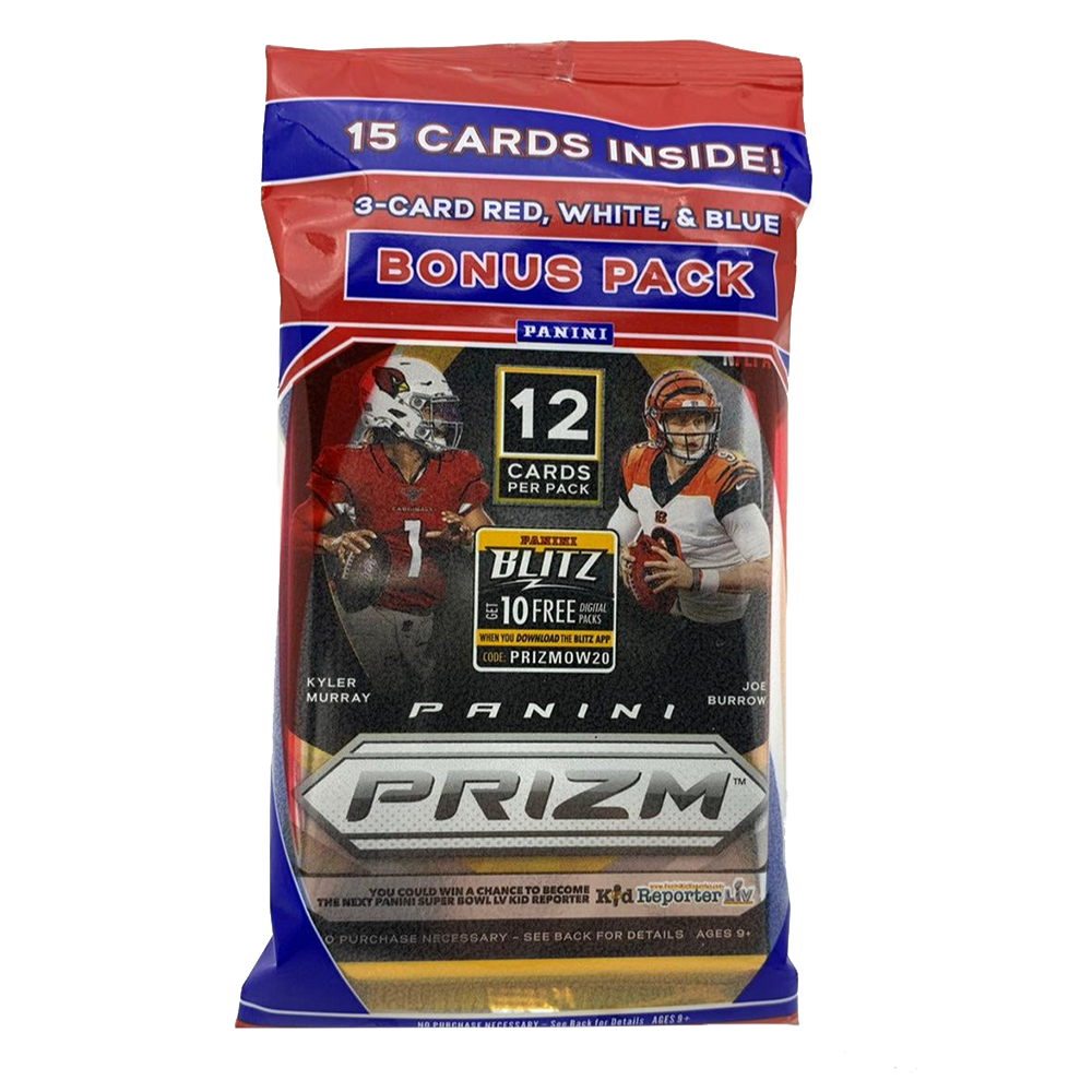 2020 Panini Prizm Football Cello Pack - NFL Trading Cards for Collectors - Perfect for Sports Memorabilia Collections & Fantasy Football Fans