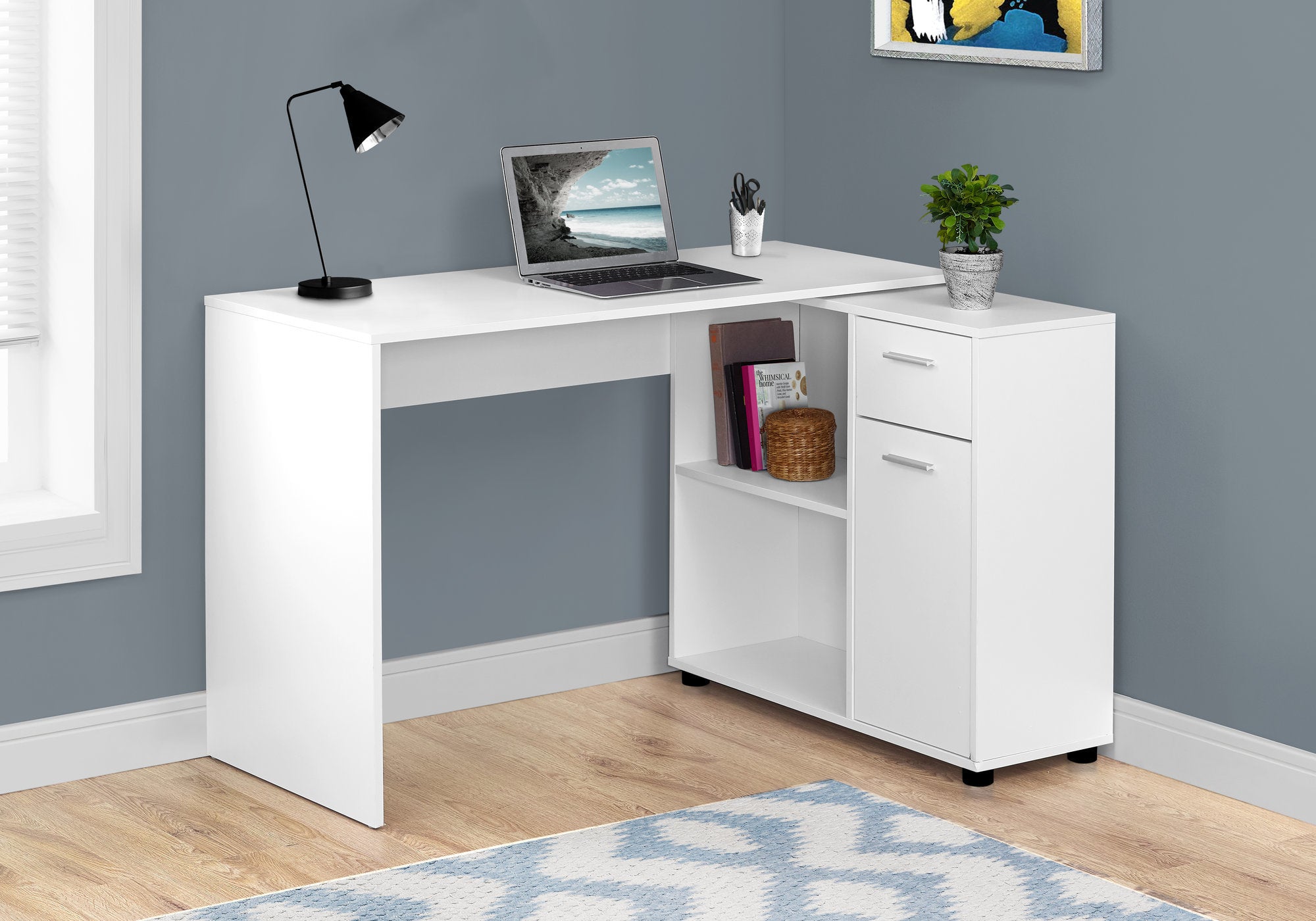 46L White Office Storage Cabinet with Adjustable Shelves - Perfect for Home Office Organization and File Storage