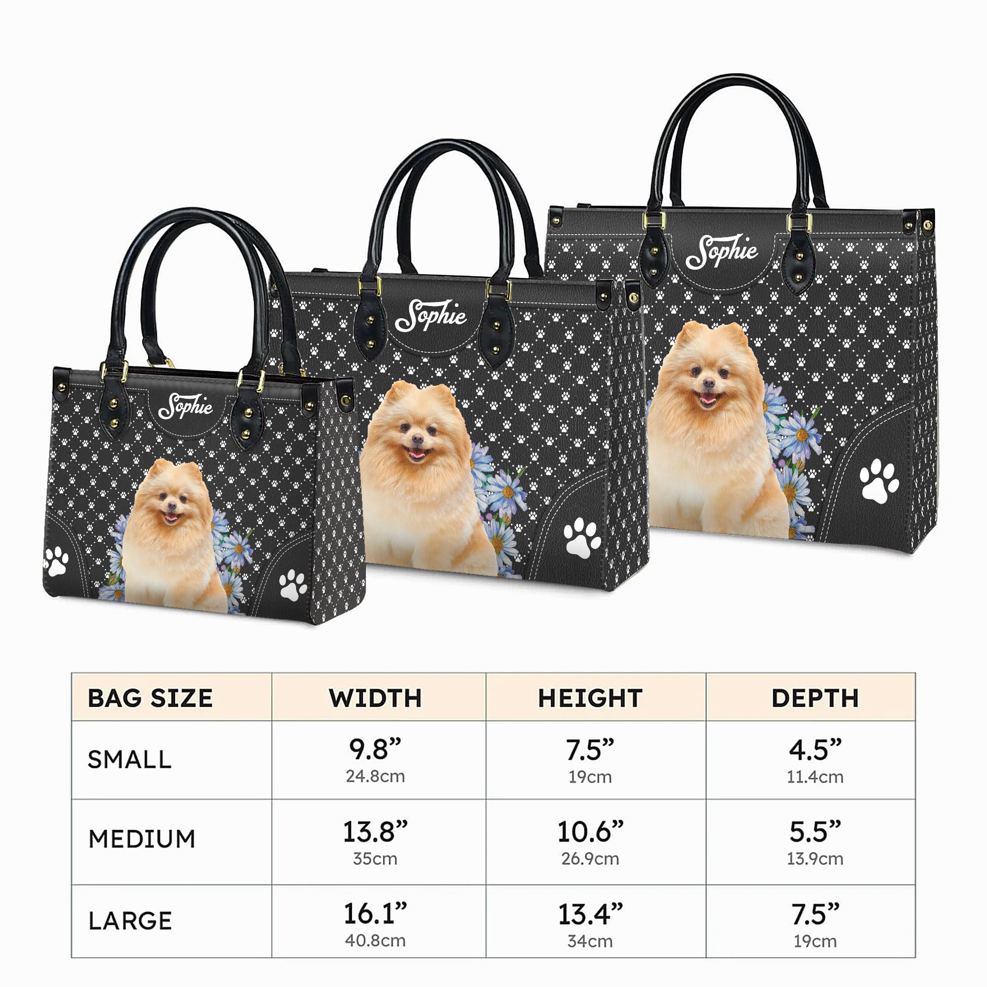 Custom Personalized Pomeranian Dog Handbags - Engraved Leather Shoulder Bags & Purses for Dog Moms - Unique Gift for Dog Lovers - Perfect for Daily Use, Travel & Special Occasions